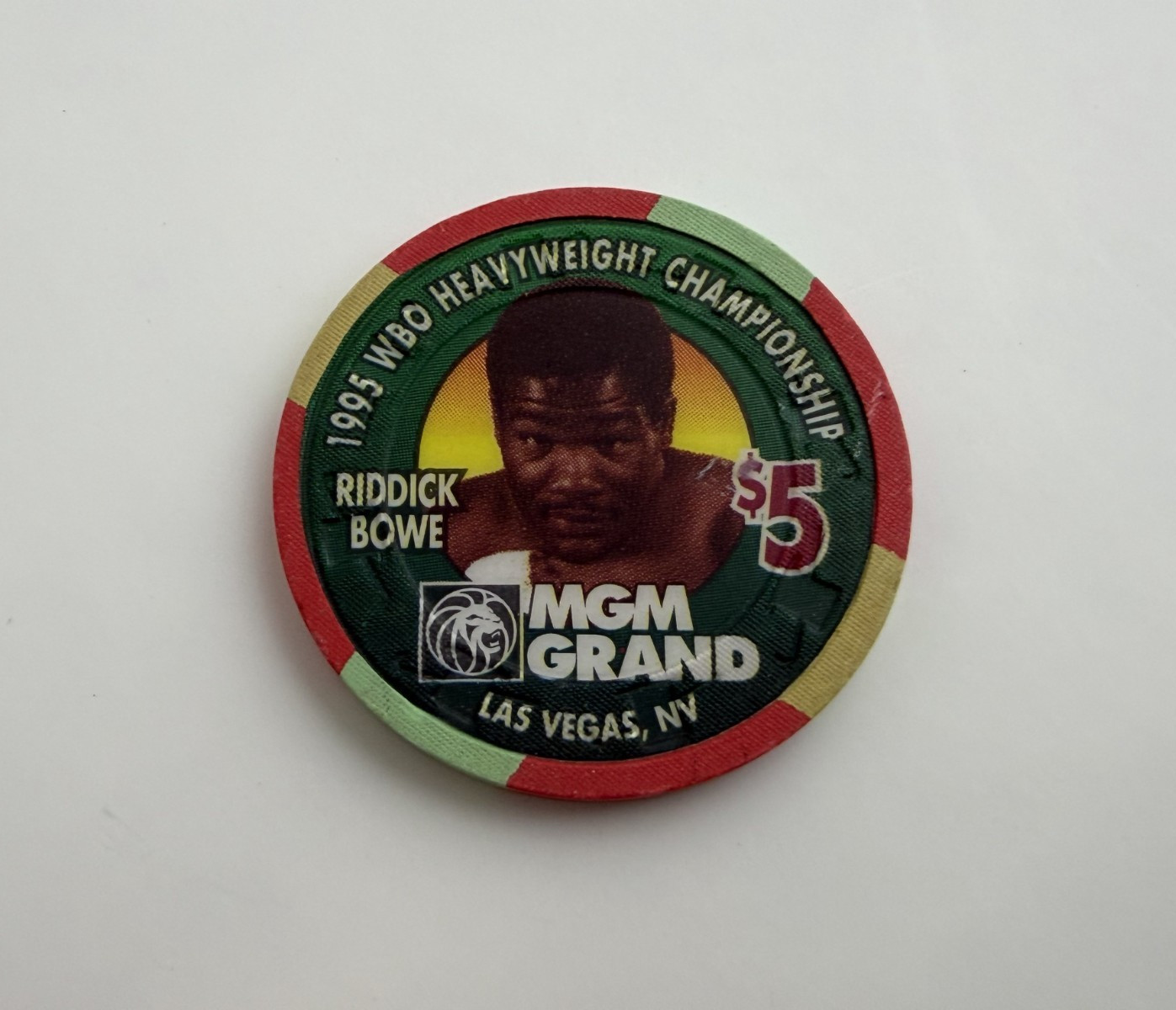 $5 MGM Grand Las Vegas ~ Riddick Bowe v Gonzalez~ Mortal Enemies Casino Chip