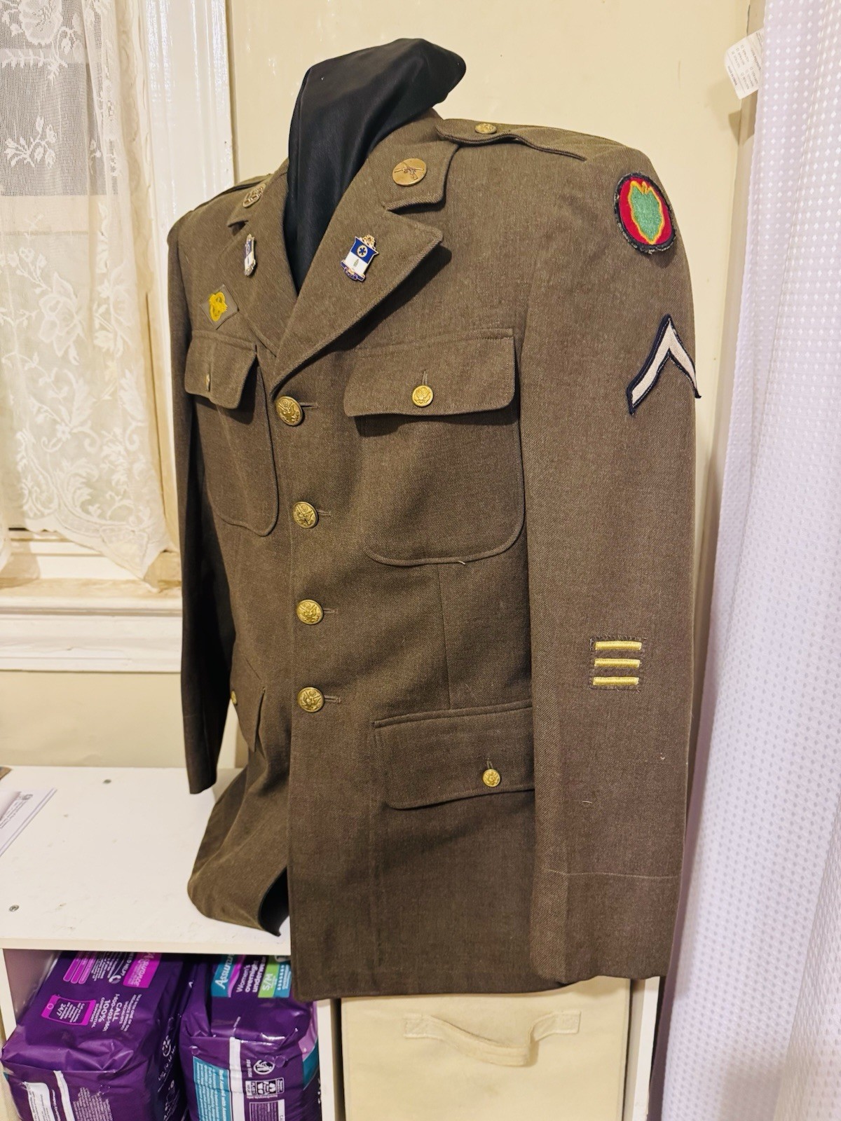 WWII M1942 P.Q.D. 149 EM Wool Service Coat, 21st Infantry Regiment