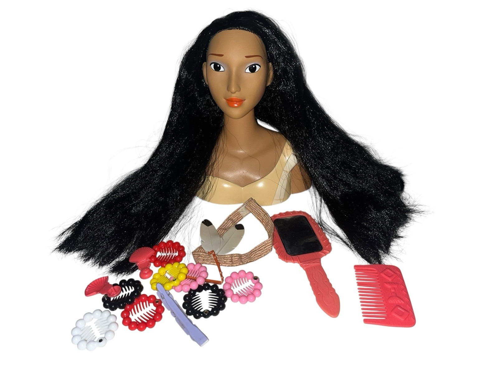 Vintage ULTRA RARE - Disney POCAHONTAS STYLING HEAD & Accessories 1990’s READ
