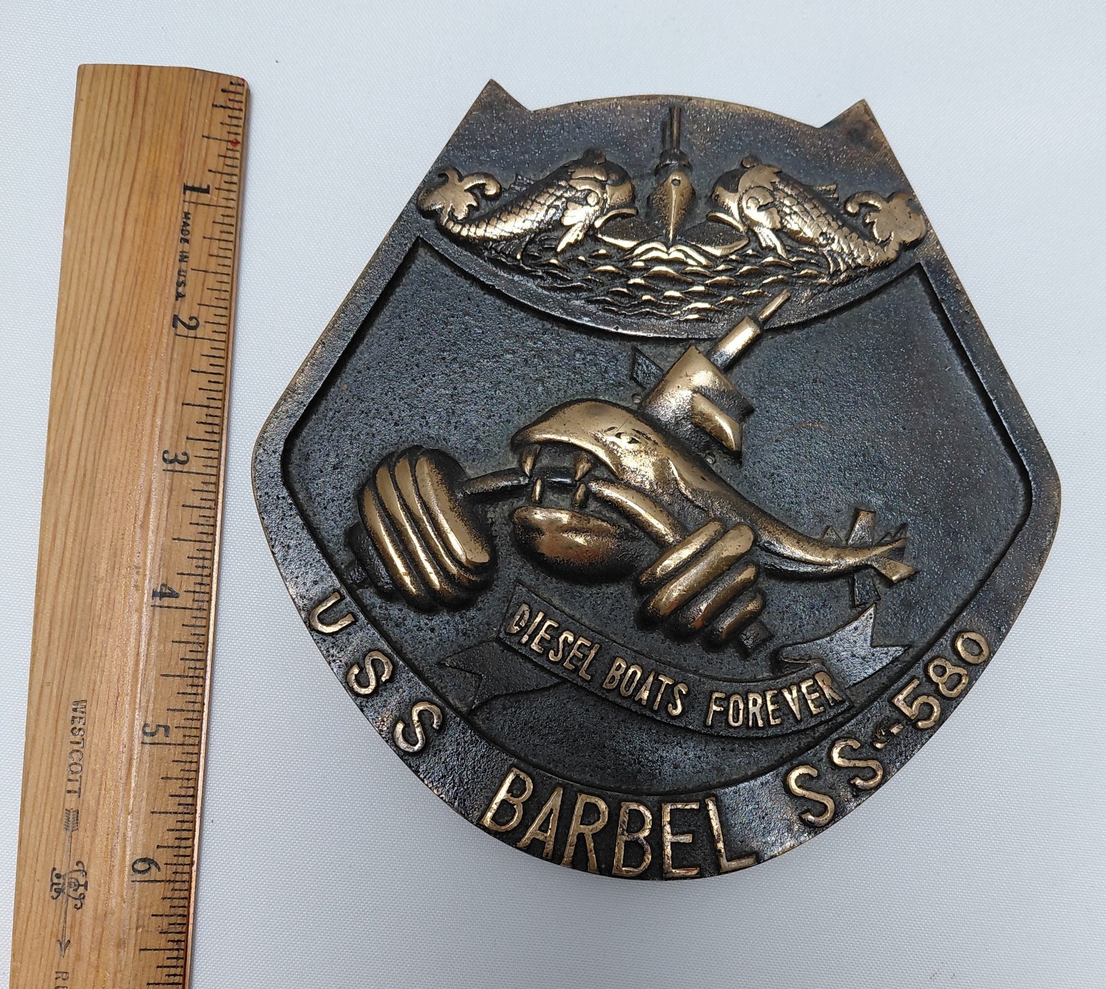 VINTAGE SUBMARINE USS BARBEL SS 580  HEAVY PLAQUE