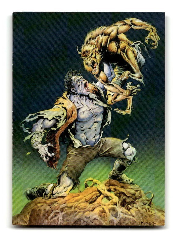 1994 FGG Mike Ploog Fantasy Art Trading Card #1 Werewolf vs Frankenstein