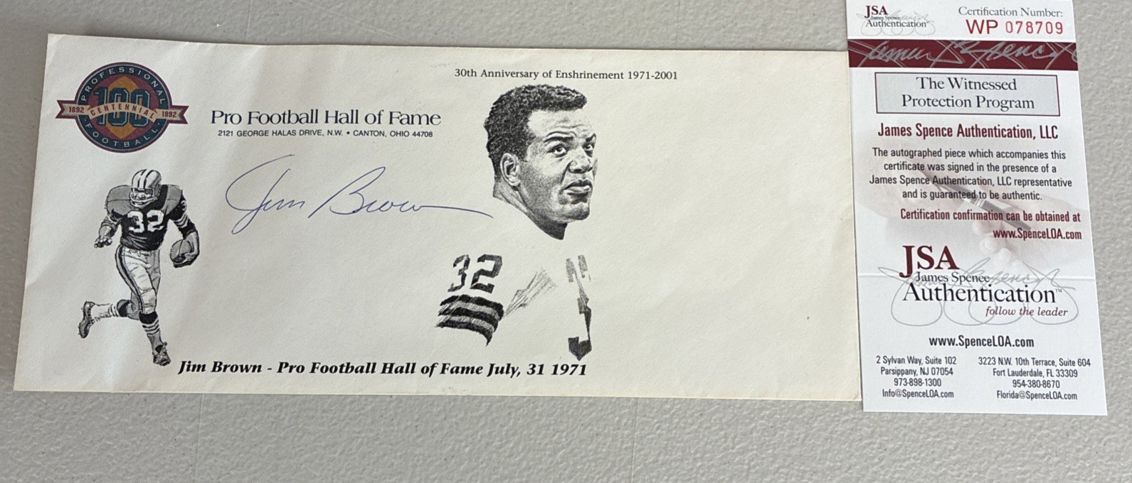 Jim Brown Autorgaphed Envelope JSA Certified HOF Browns