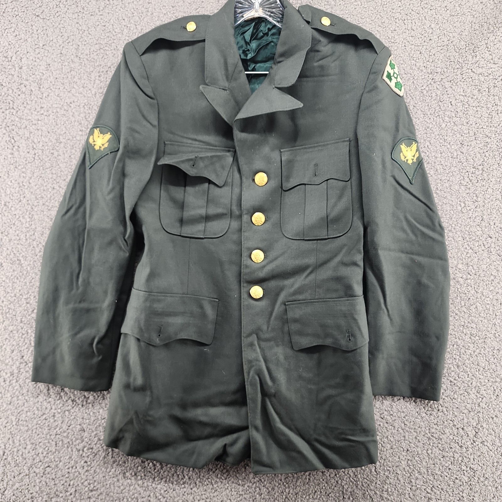 Vintage Original 1886 US Army Green Jacket Dress Coat w/4th Infantry Patch 37R