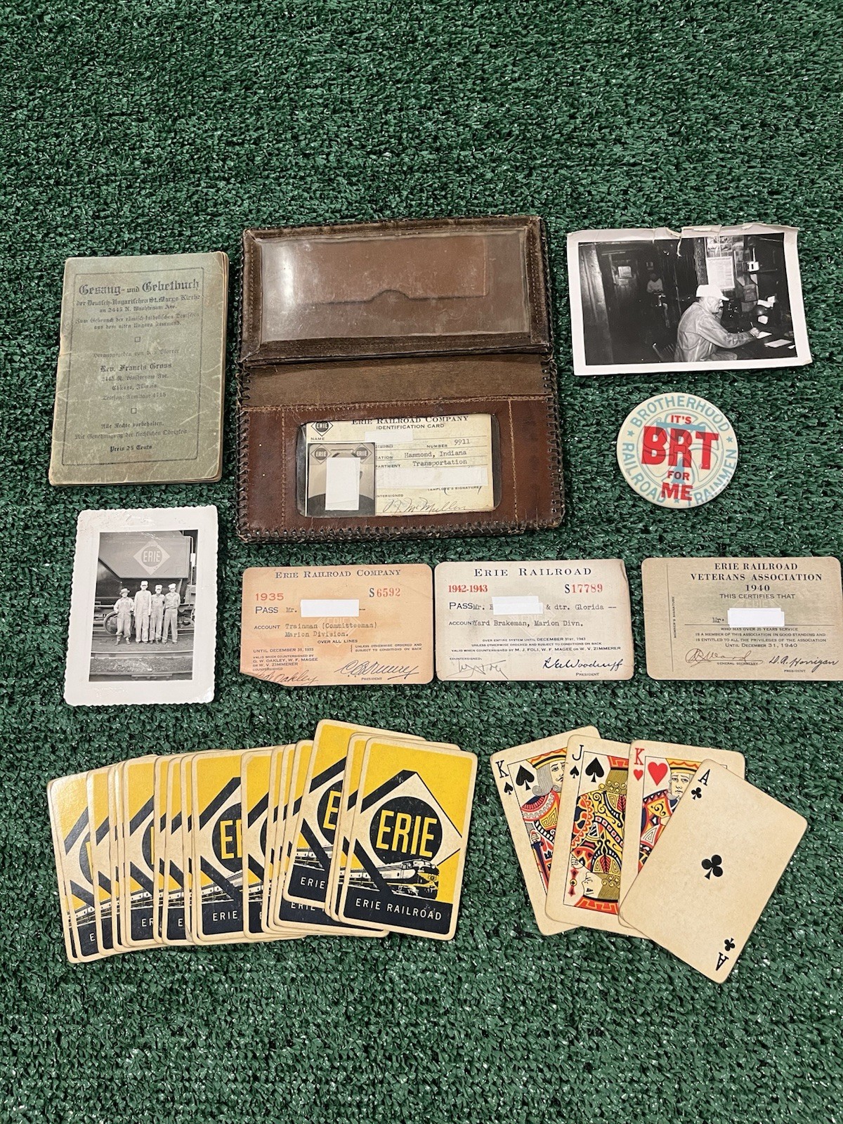 Erie Railroad Photo & Identification Cards-Leather Railroad Wallet 1930’s-1940’s