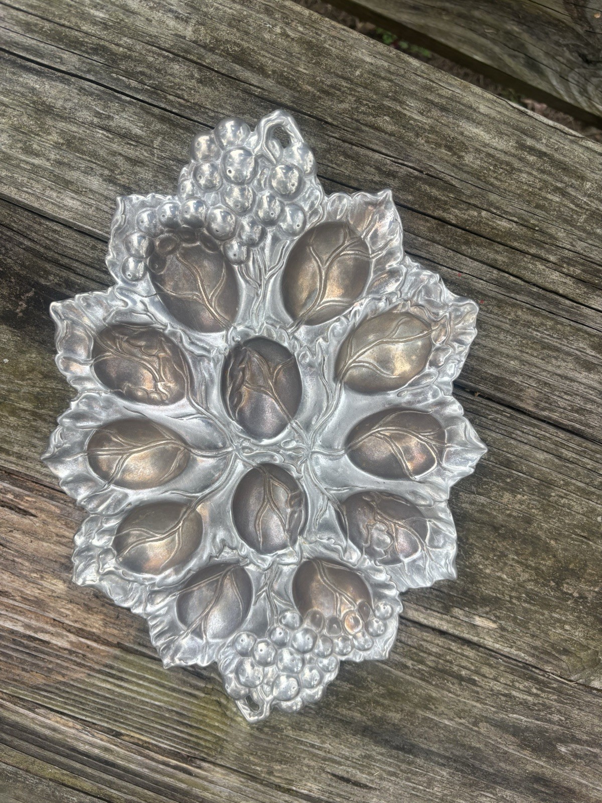 Arthur Court Grape Deviled Egg Holder Tray 12.5” x 9” Aluminum Serving Platter