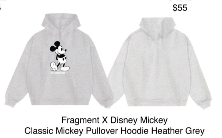 Complexcon 2026 Exclusive Disney x Fragment  Mickey Hoodie Grey Large