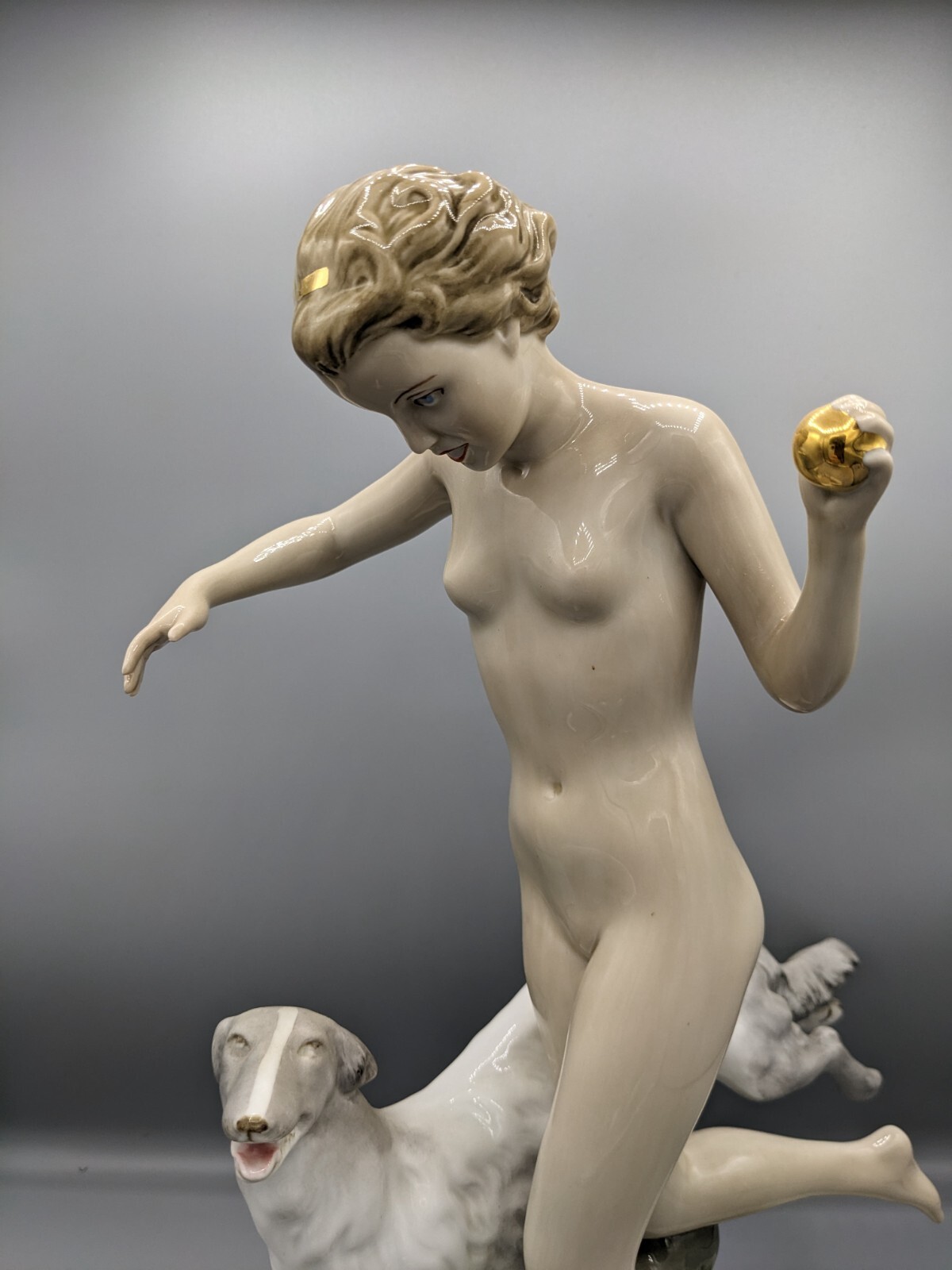 Large Vintage Royal Dux Bohemia Porcelain Figurine Diana The Huntress 14.5\