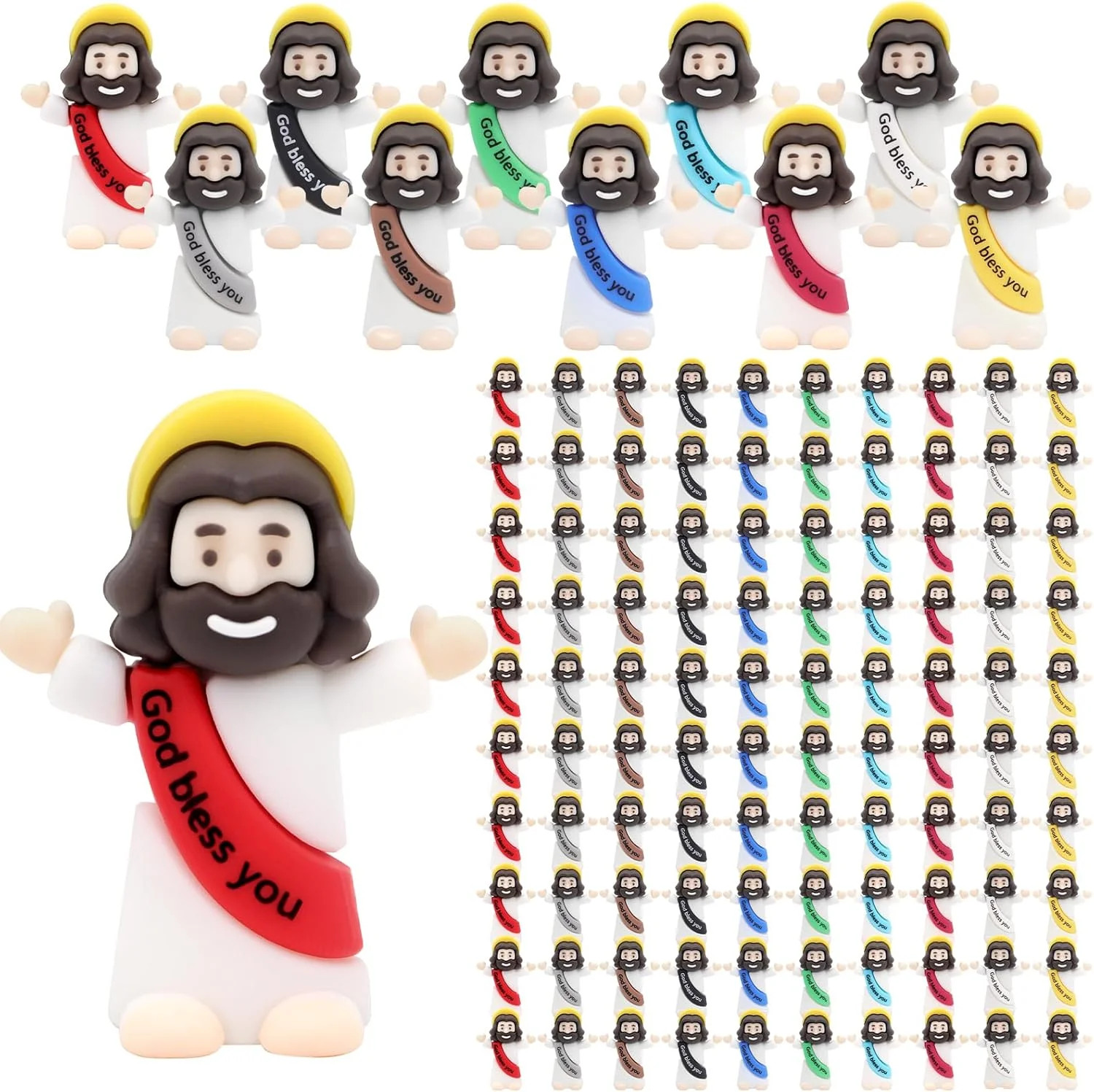 Little Mini Jesus Figures Gold Bless You,100Pcs Small Jesus Figurines in Bulk fo