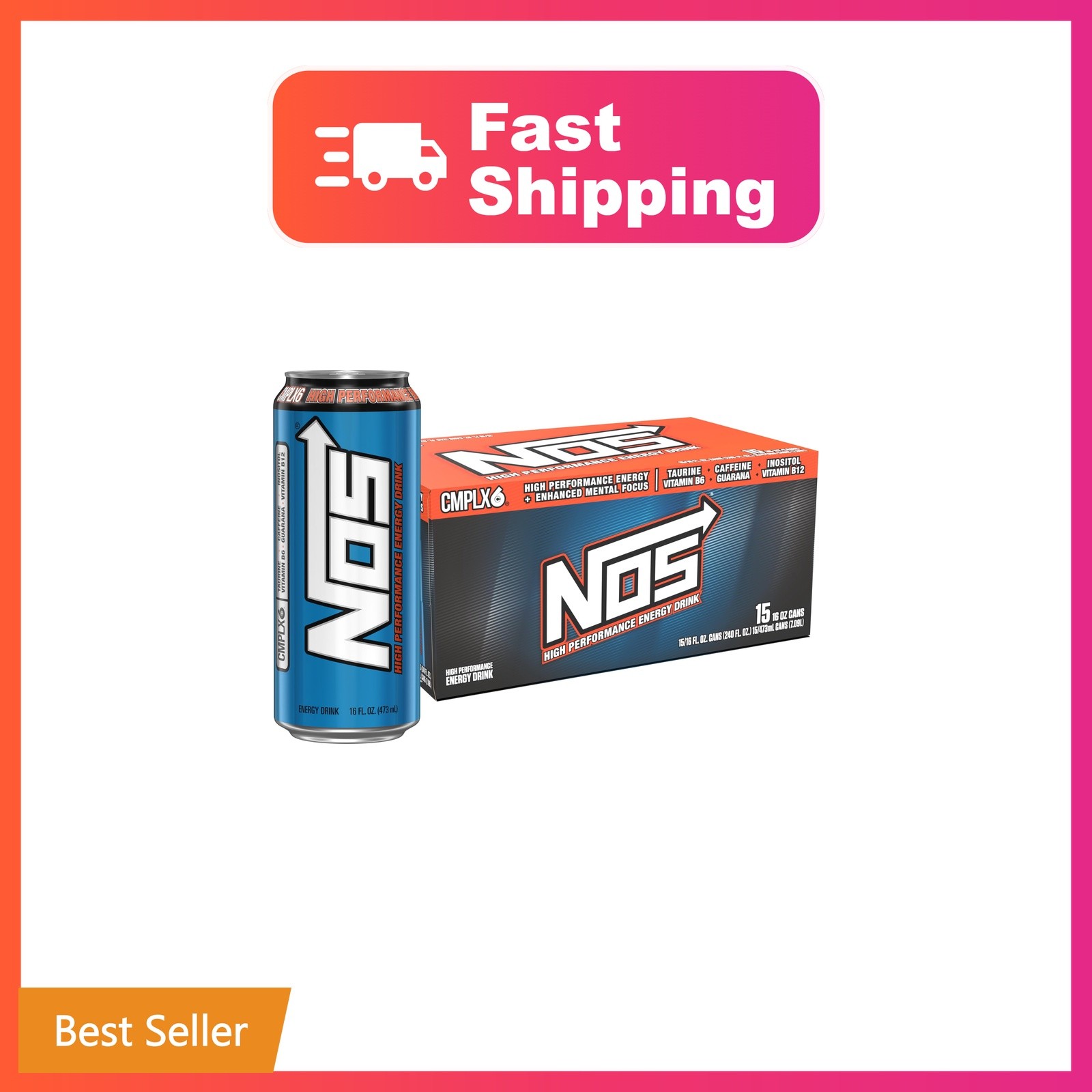 NOS Original: High Performance Energy Drink. 16 Fl oz | Pack of 15