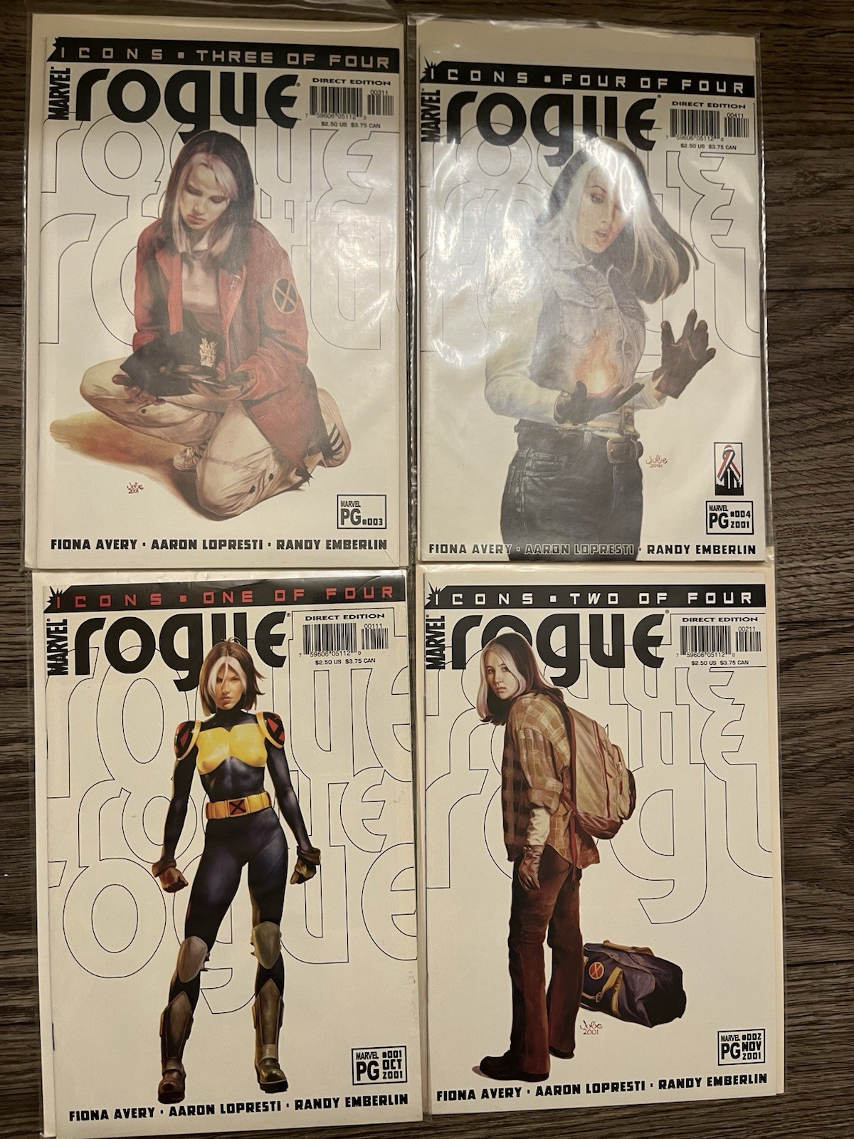 Marvel Rogue #1-4 Comic Book Lot Boarded X-Men 2001 Modern Age