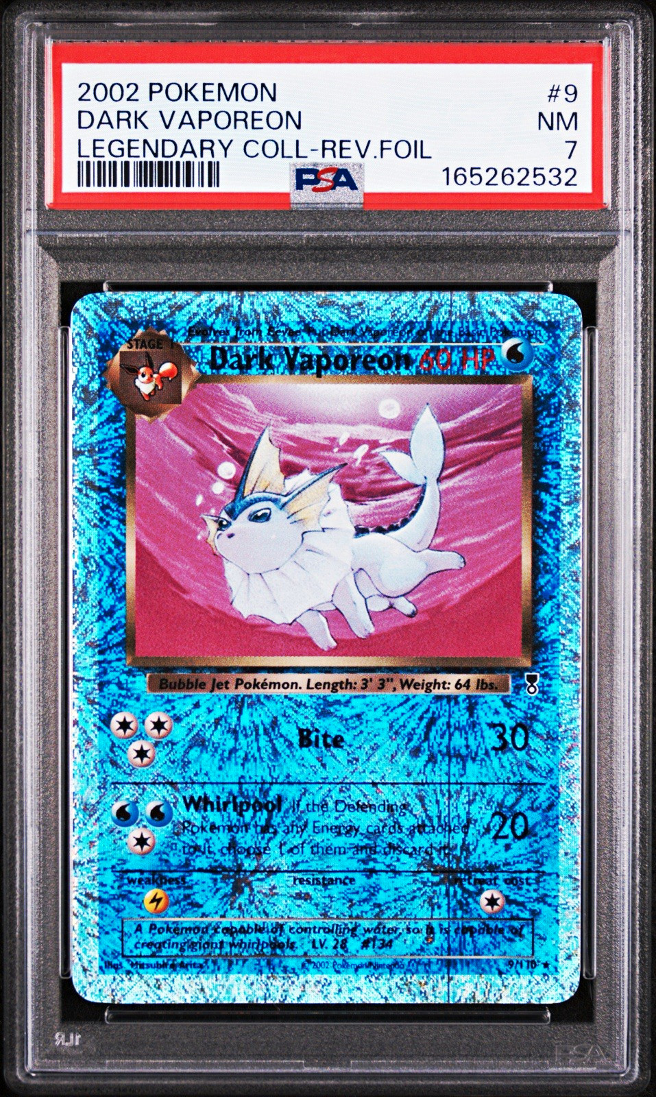 Dark Vaporeon 9/110 Reverse Holo PSA 7 - 2002 Pokemon Legendary Collection