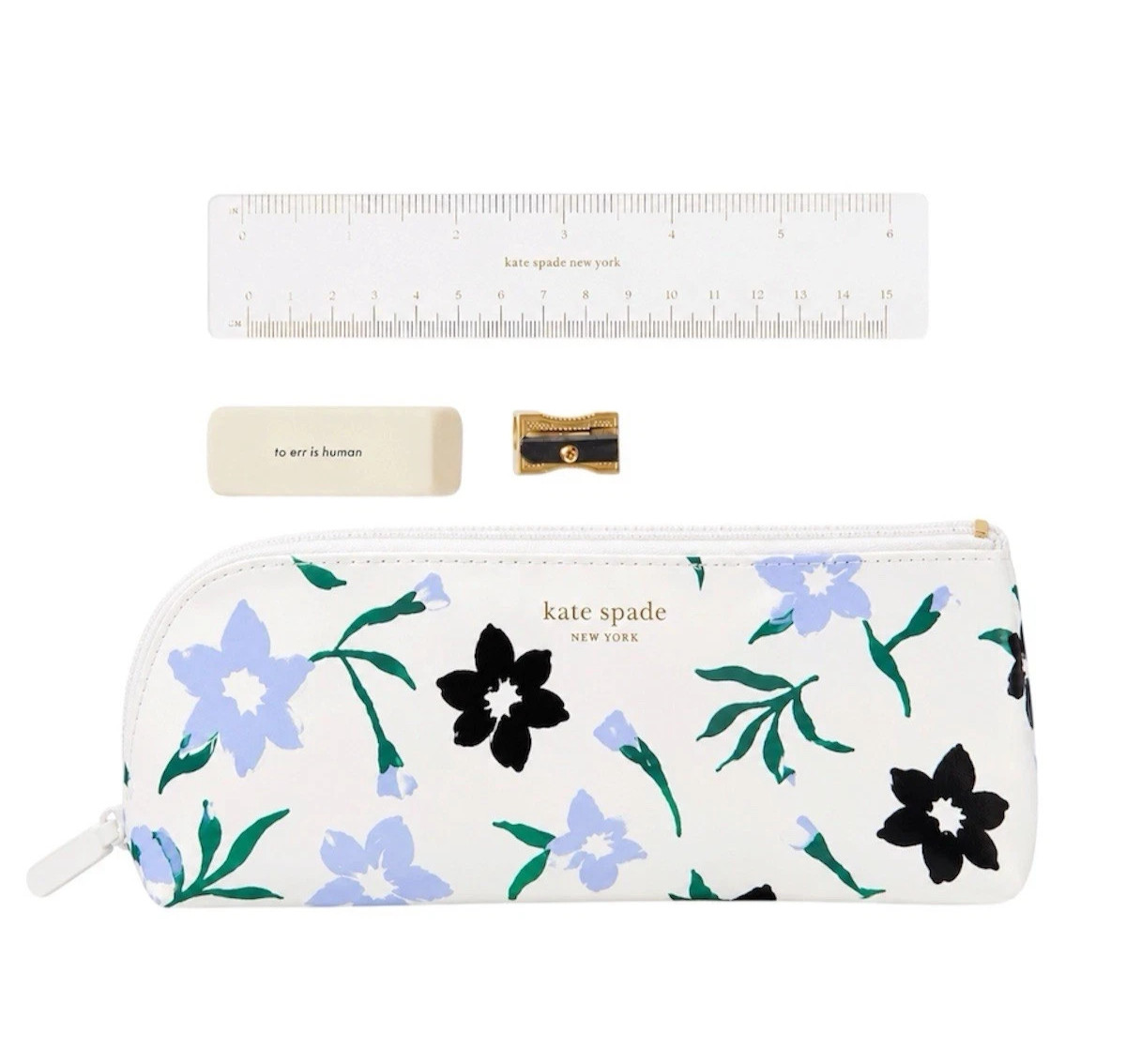 NEW Kate Spade New York Pencil Case, Graceful Floral White