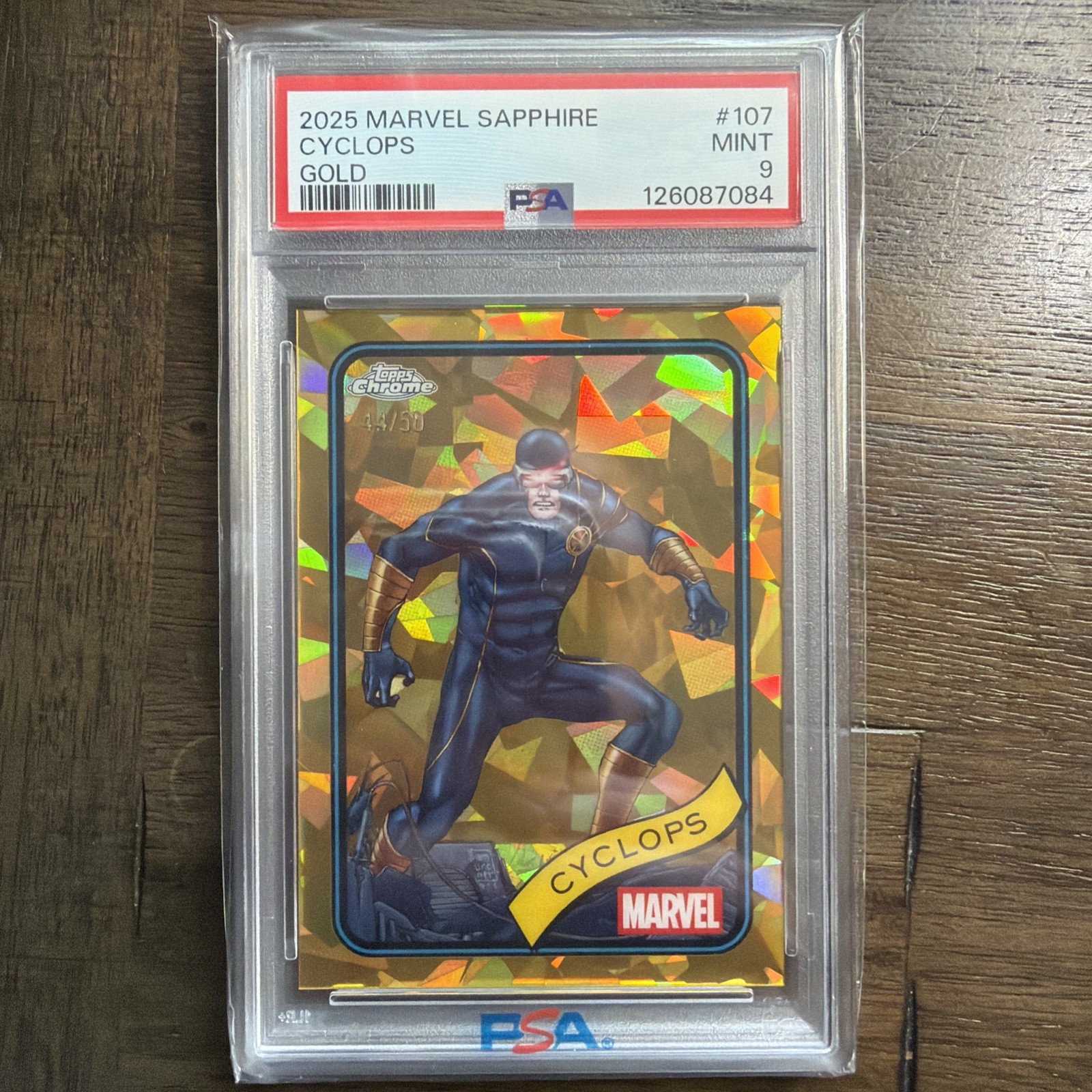 2025 Topps Chrome Marvel Sapphire Cyclops Gold /50 PSA 9 (POP 2 None Higher)