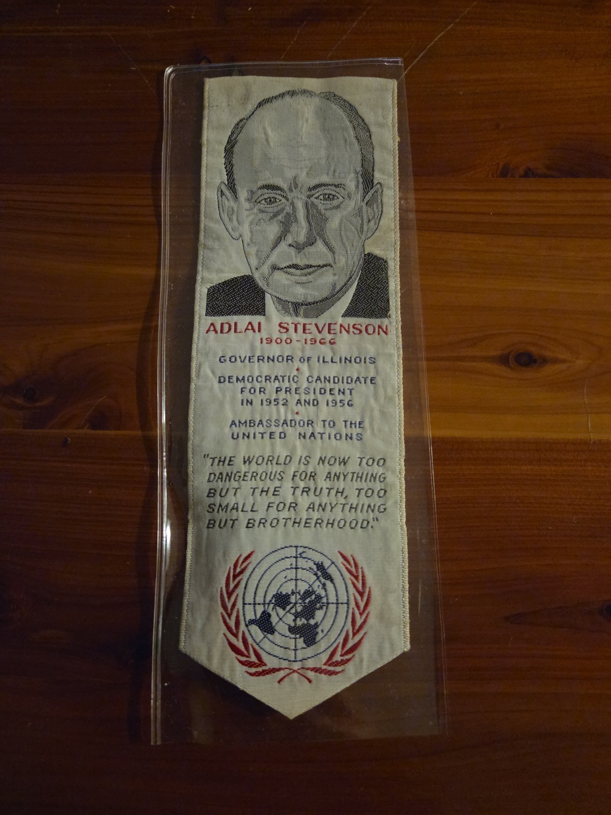 Adlai Stevenson 1900-1966 Life Achievement Ribbon