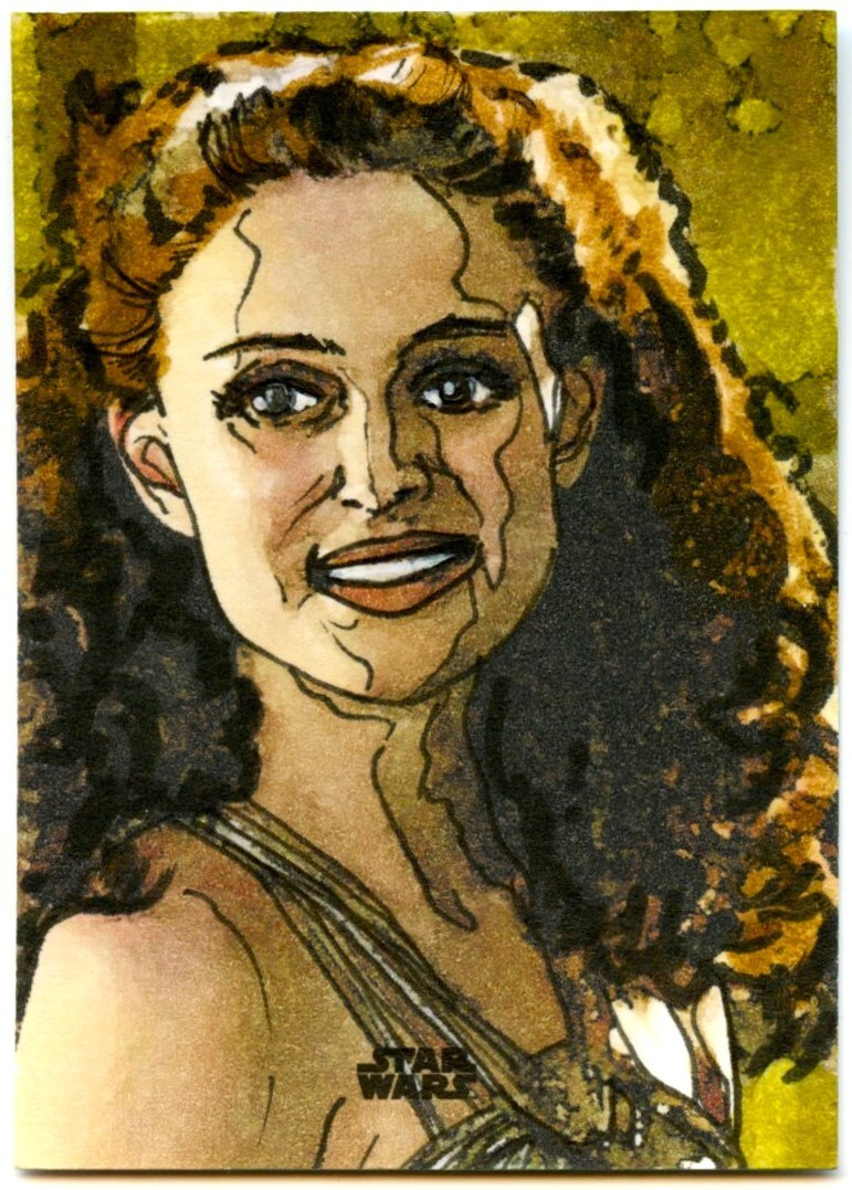 PADME AMIDALA 2023 TOPPS FINEST STAR WARS SKETCH BY MICHAEL MUNSHAW SP 1/1