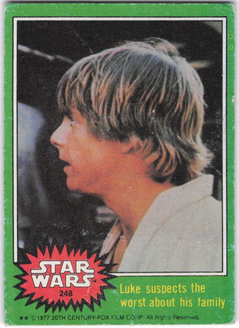 1977 Topps Star Wars #248 Luke Suspects the Worst about his Family Green Vintage