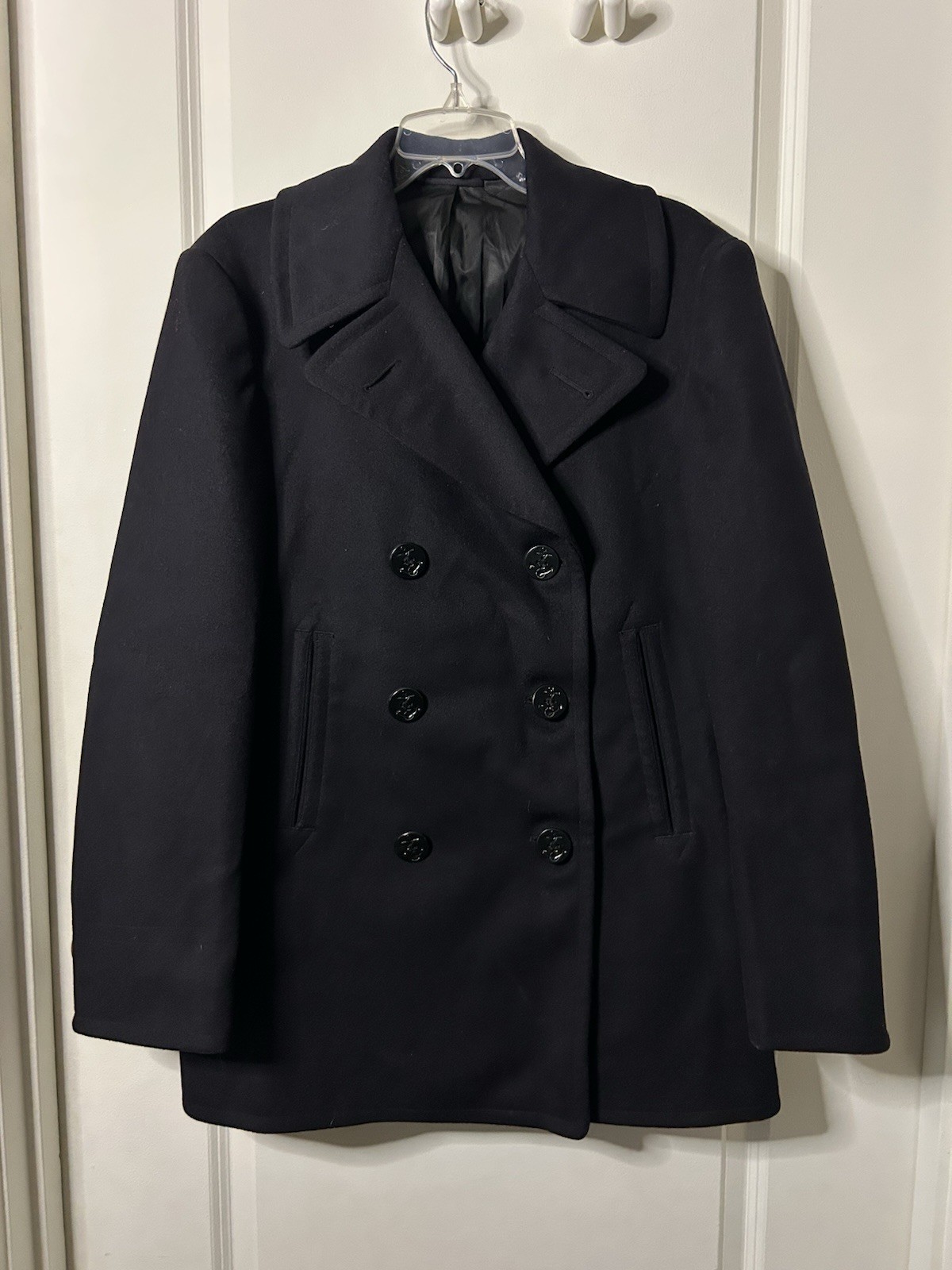 Vintage Men’s 1940s Era WWII Naval Clothing Department Black Wool Peacoat