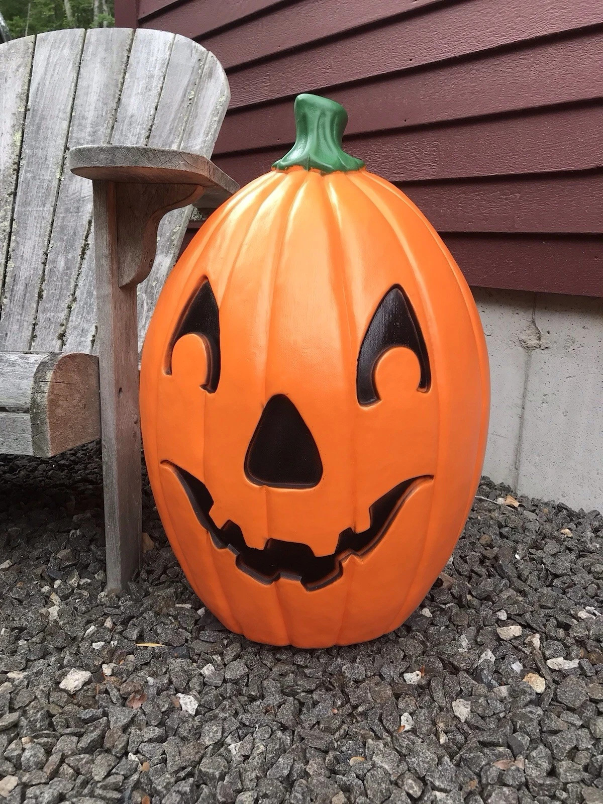 Blow Mold Halloween Pumpkin Light Up USA Made Union Featherstone 22” LED Bright