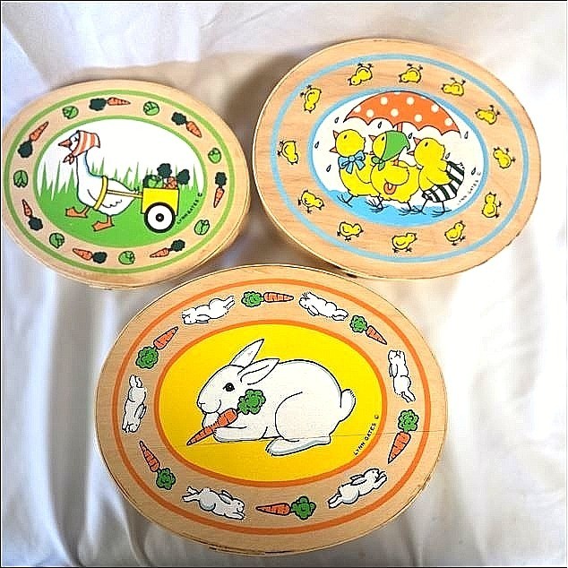 Vintage Hand Painted Spring Nesting boxes w/Lids Lynn Gates Lot of 3 1981