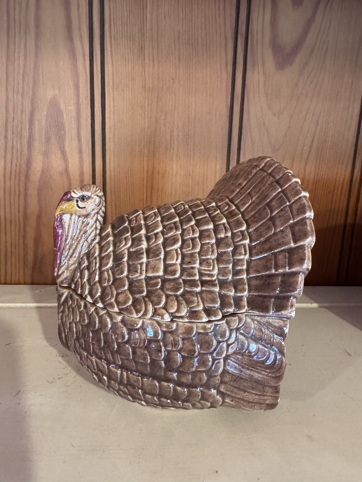 Vintage Ceramic Turkey Shaped Lidded Candy Dish
