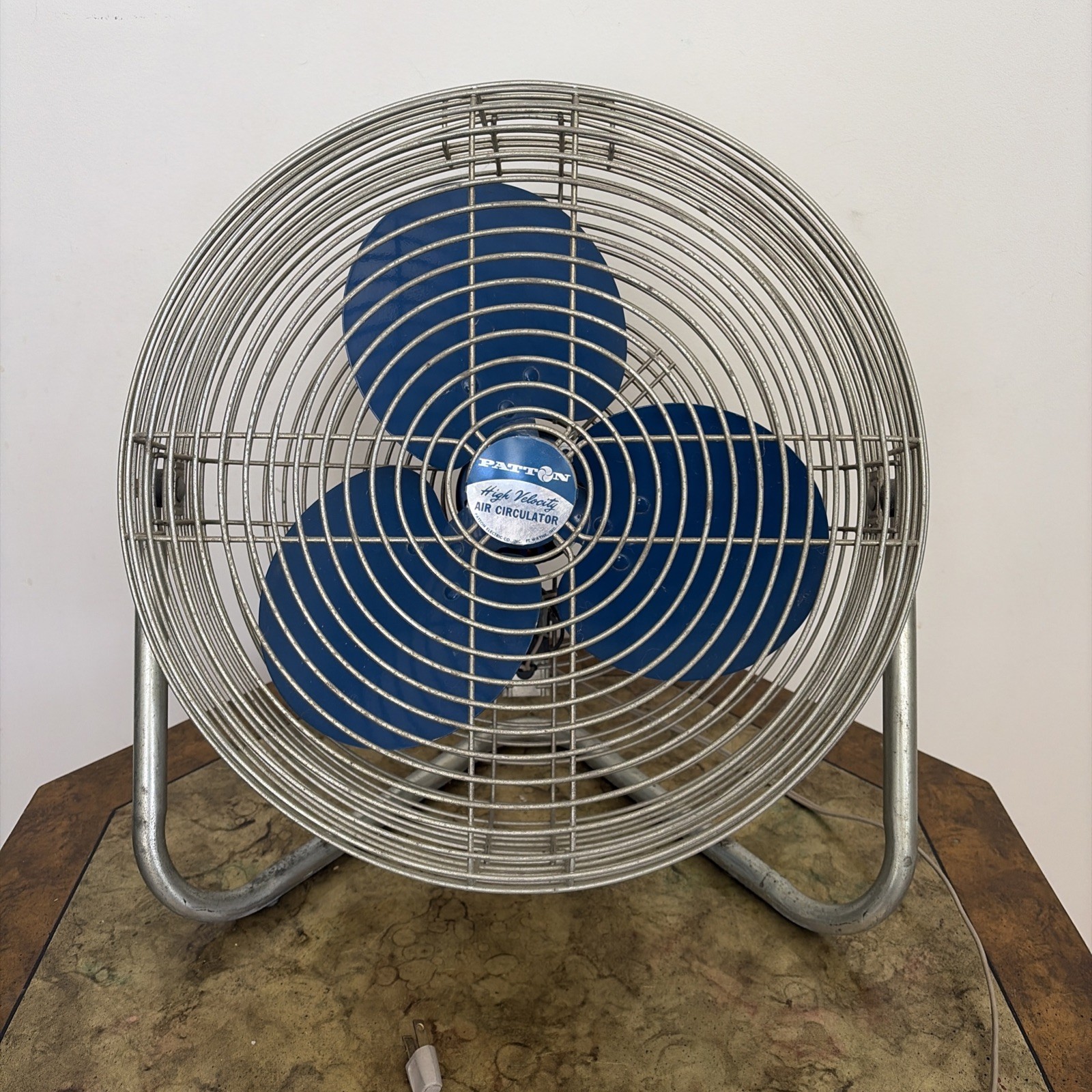 Vintage Patton High Velocity Air Circulator Blue Blade Fan working great 
