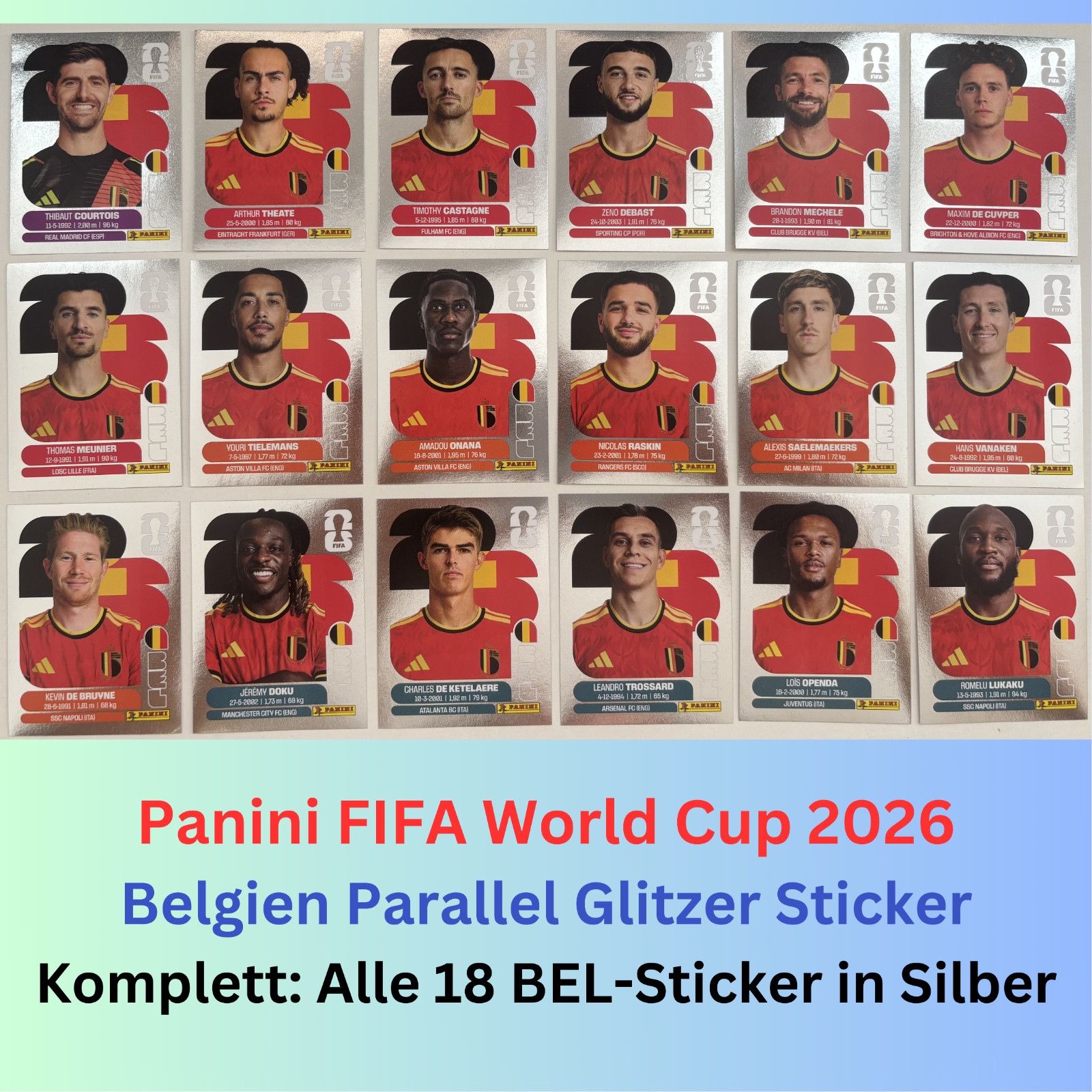 Panini FIFA World Cup World Cup 2026 - Belgium Bel Parallel Stickers SILVER Pick