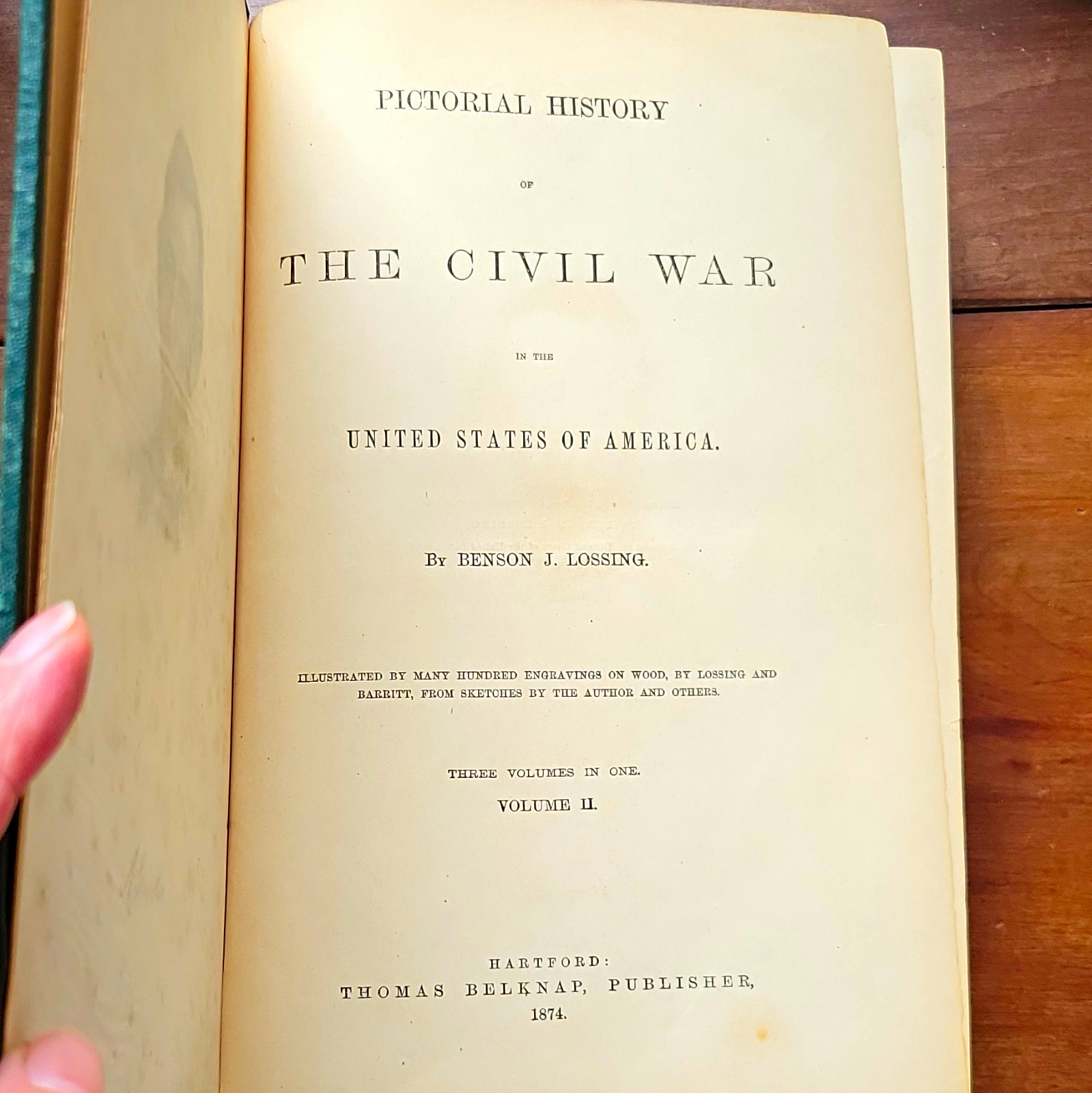 Antique 1874 Civil War History Benson Lossing V 2 HC w/ Abraham Lincoln Portrait Antique 1874 Civil War History Benson Lossing V 2 HC w/ Abraham Lincoln Portrait