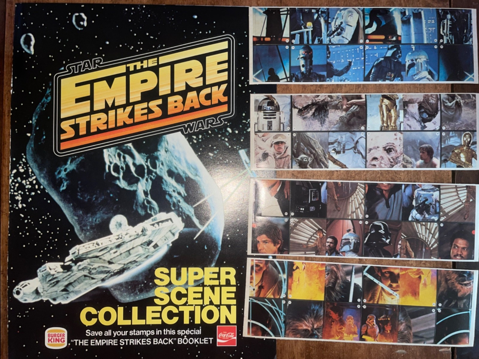 Vintage Star Wars Burger King Super Scene Booklet + Stamps Complete Set