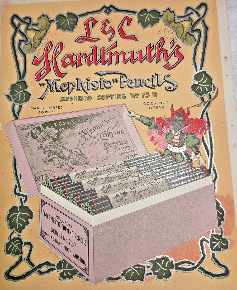 Antique L. & C. Hardtmuth Devil “Mephisto” Copying Pencil Advertisement