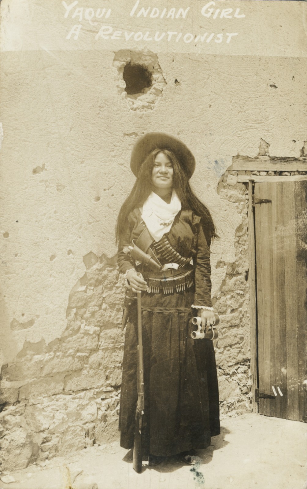 c. 1911 Yaqui Indian Girl, A Revolutionist RPPC SOLDADERAS MEXICAN REVOLUTION