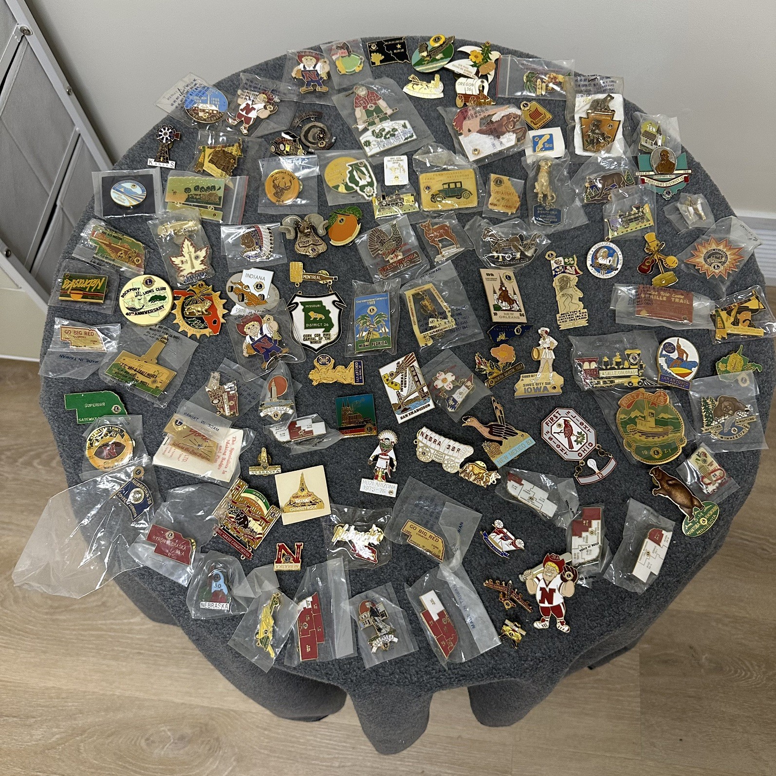 153 Vintage Lions Club Pins Mixed Lot Native American Multiple States, Japan etc