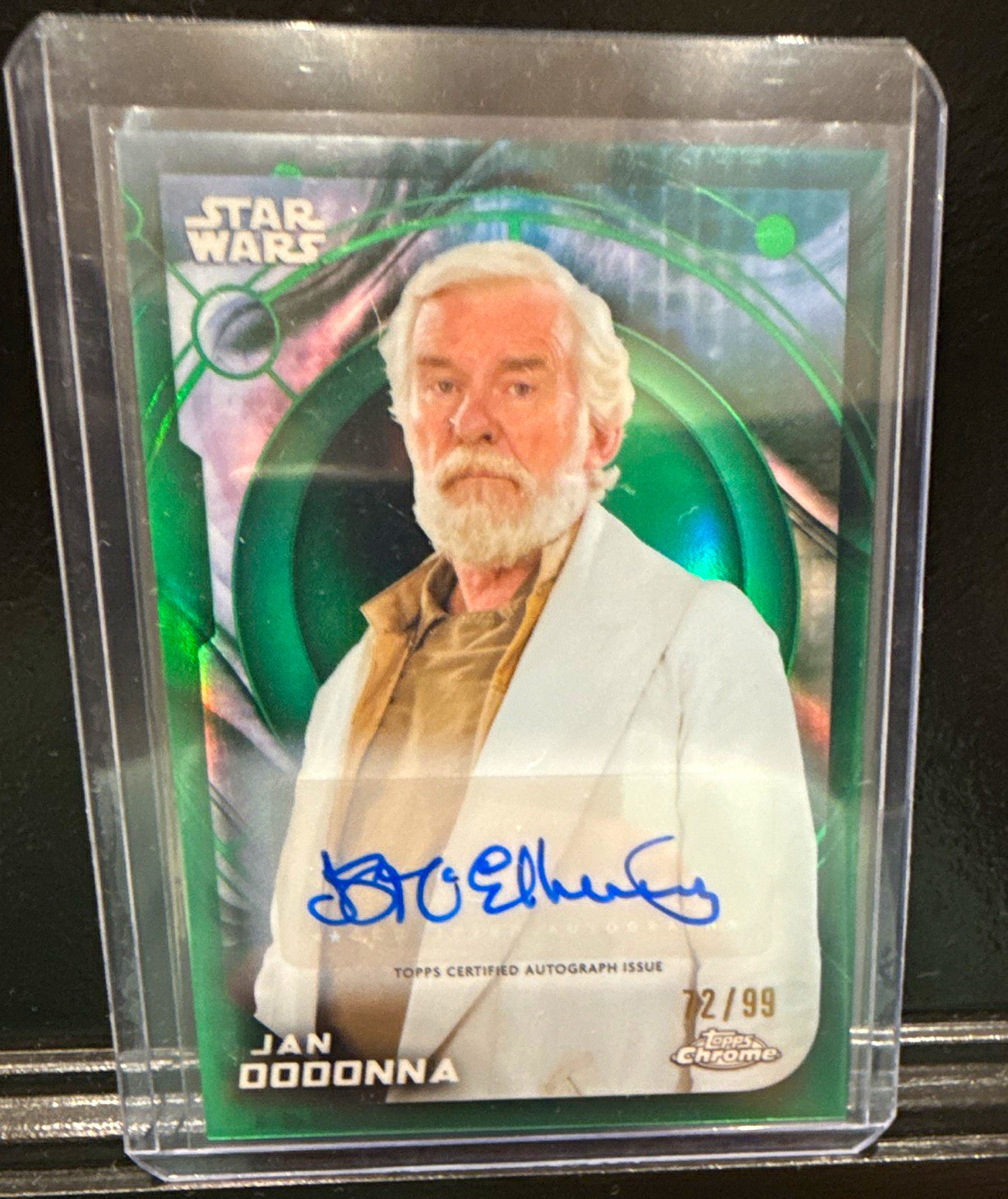 Topps 2022 Topps Chrome Star Wars Jan Dodonna Green Hard Signed Auto 72/99