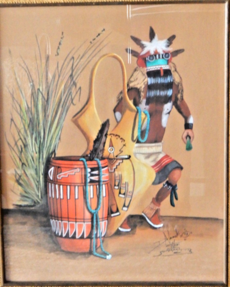 Hopi Daniel Namoki 1973 Original Painting Kachina Dance 16\