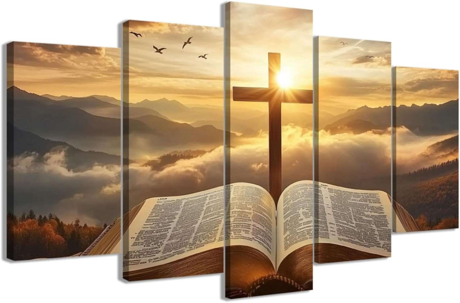 5 Piece Christian Wall Art Bible Pictures Christ Spiritual Prints Cross Painting