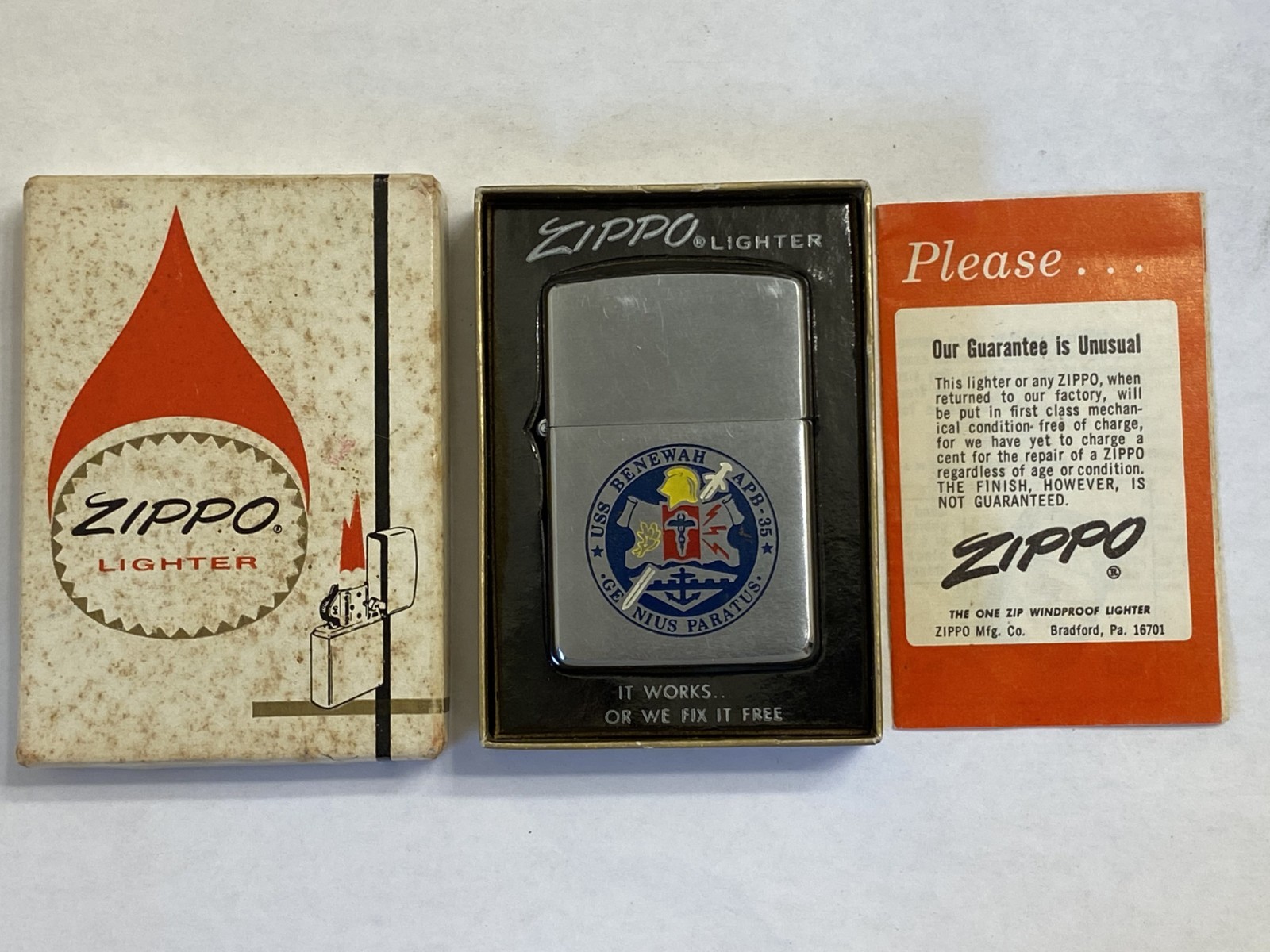 RARE Vintage 1967 USS Benewah APB-35 Navy Zippo Lighter WW2, Korea, Vietnam War