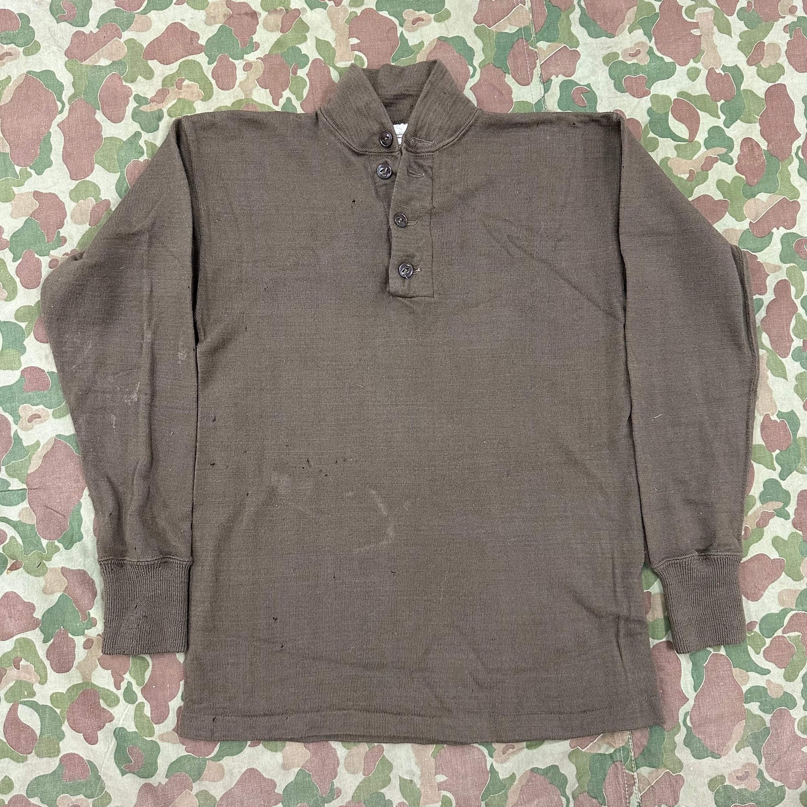 1940’s WWII 10th Mountain Jungle Sweater Size Small Shirt Knit OD US Military