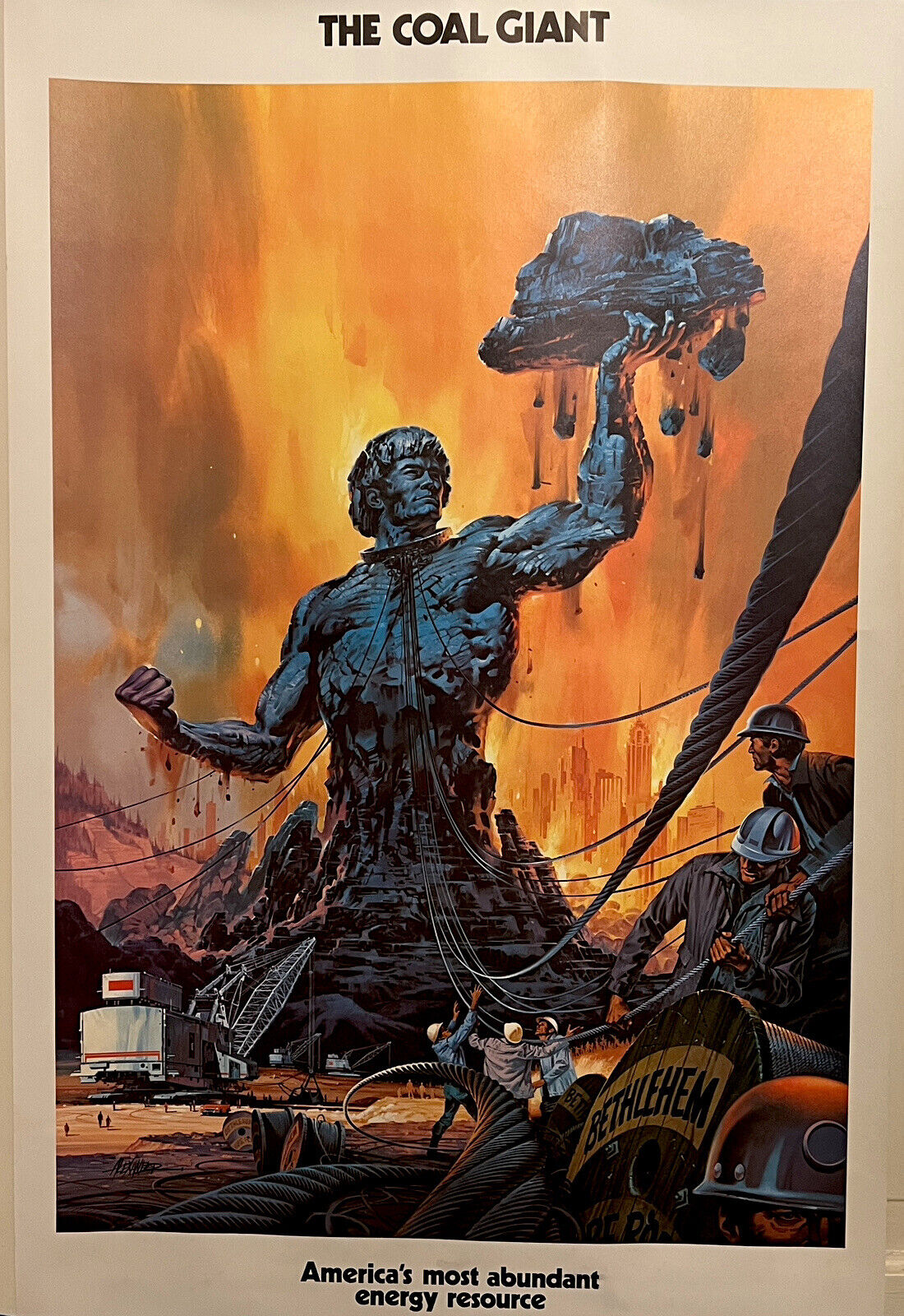 The Coal Giant Bethlehem Steel Propaganda Art Print Paul R. Alexander Vintage