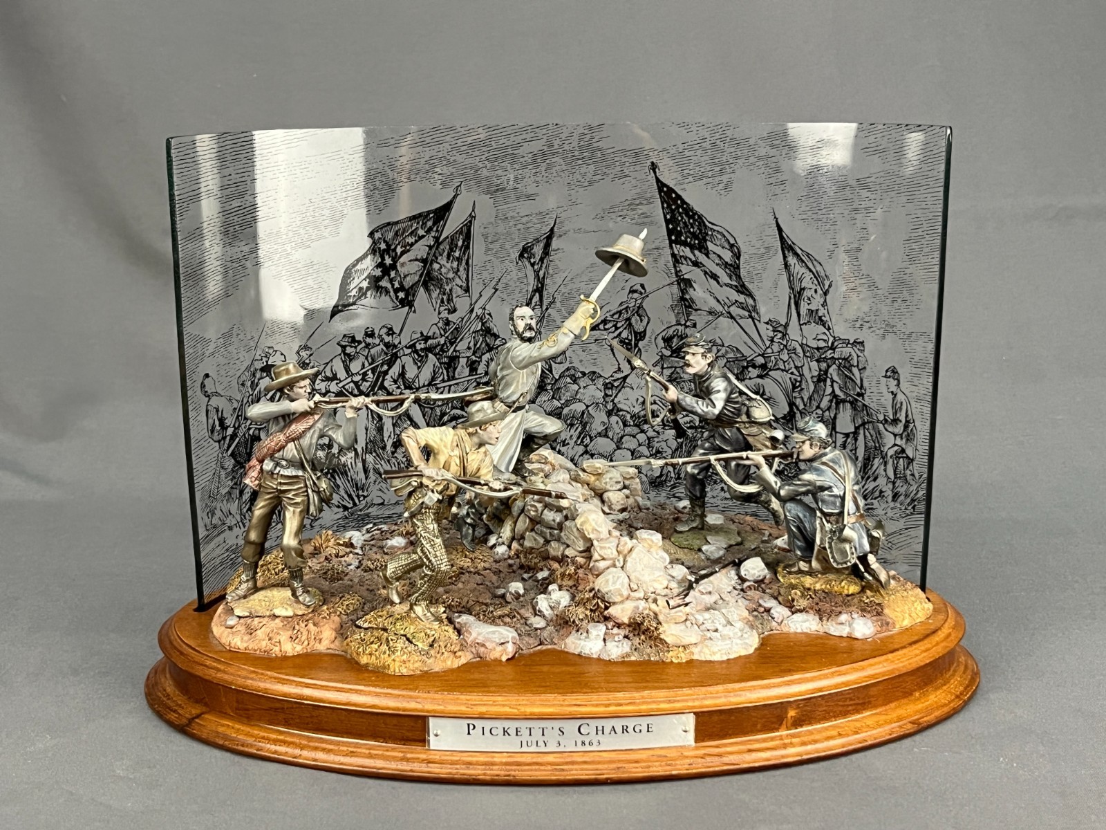 FRANKLIN MINT PICKETT'S CHARGE JULY 3, 1863 ~CIVIL WAR PEWTER FIGURINE SCULPTURE