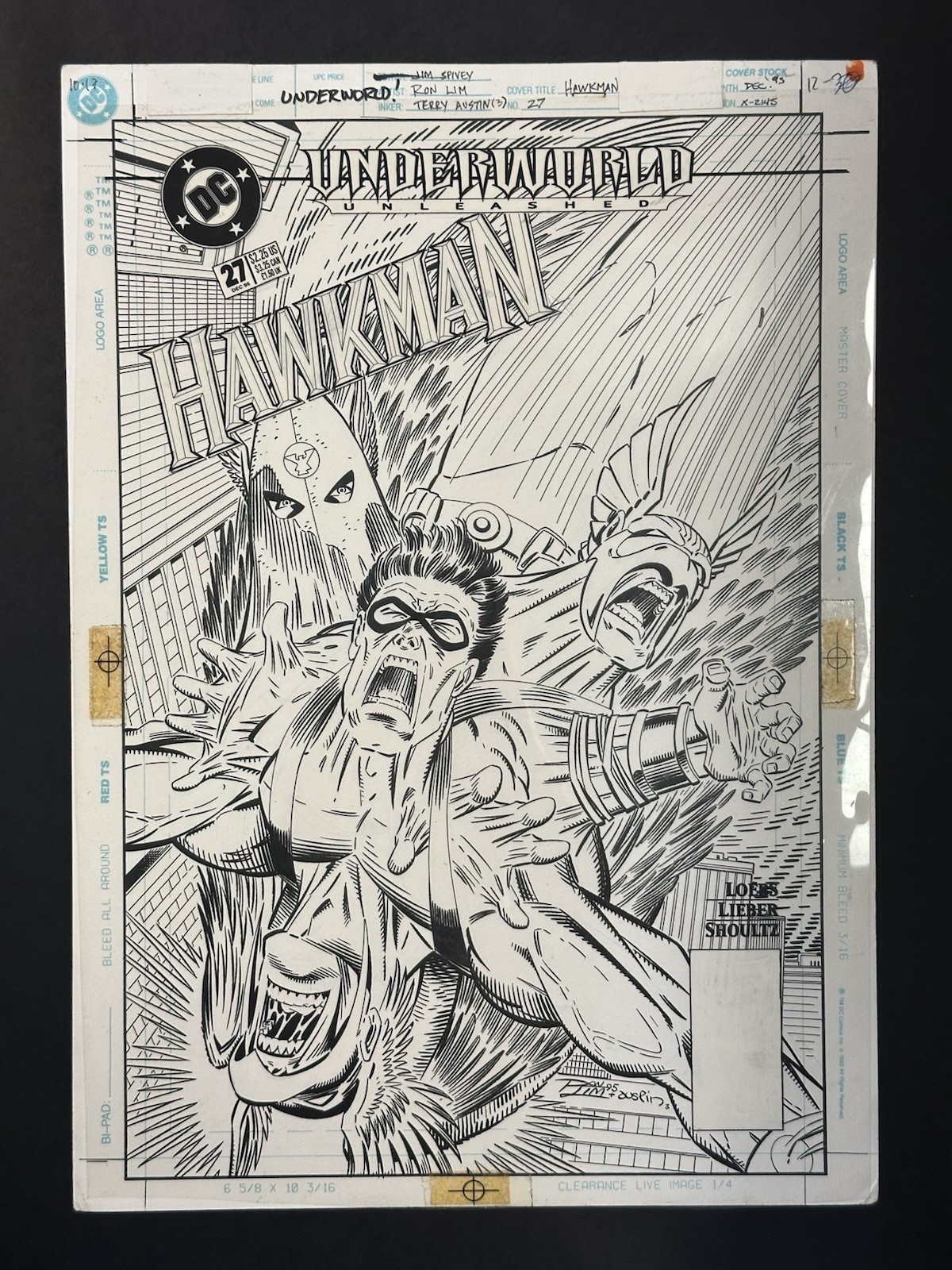 Hawkman #27 Cover ORIGINAL COMIC ART Ron Lim & Terry Austin Art