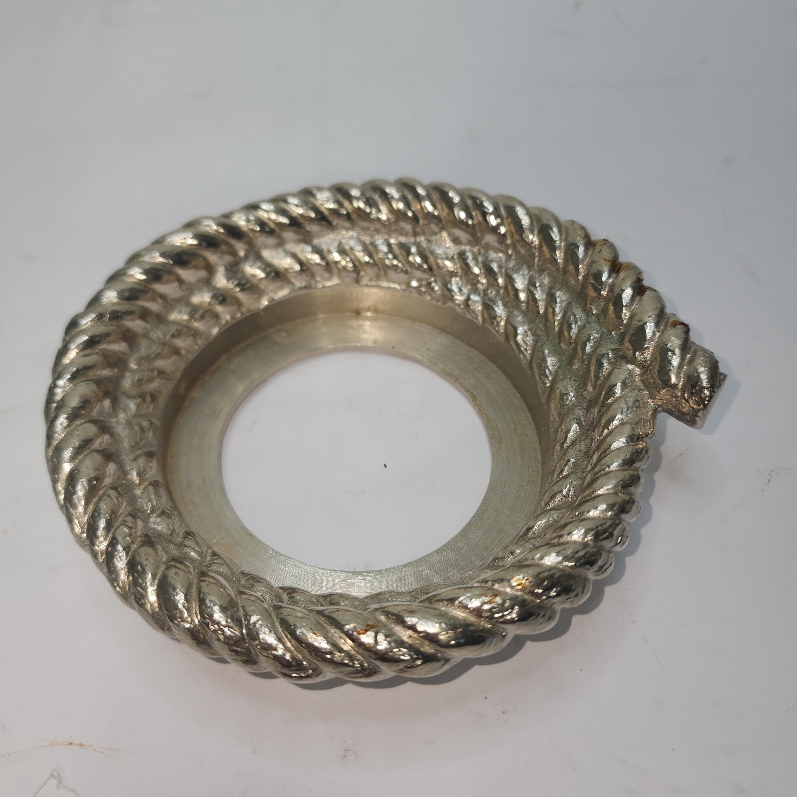 Vintage Arthur Court Cast Aluminum Braided Rope Wine Coaster Missing Insert