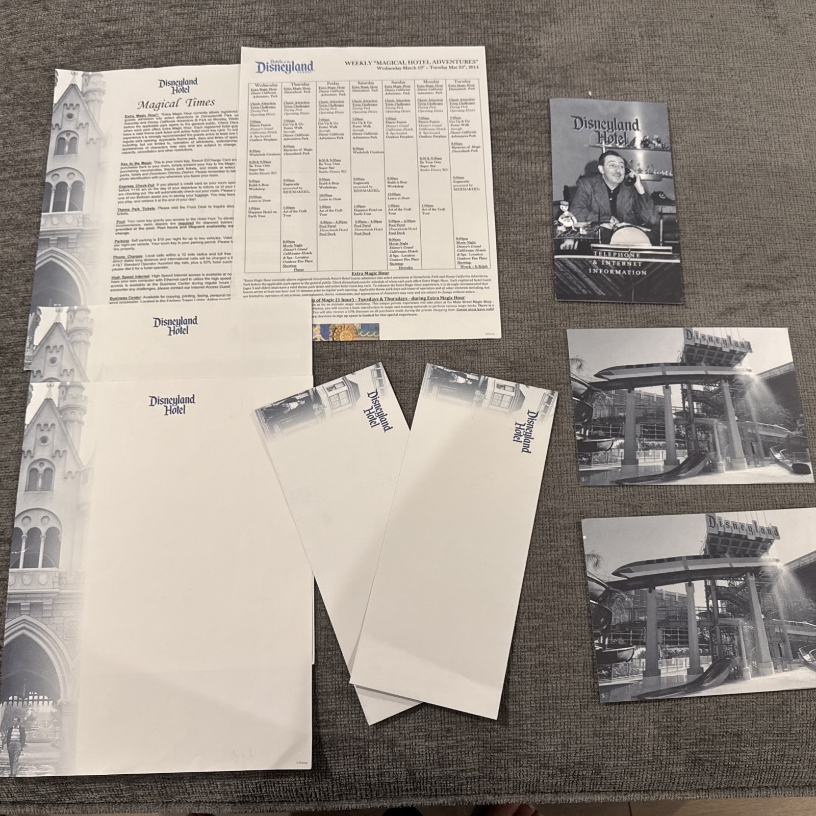 Vintage Disneyland Hotel Lot Postcards  Envelopes Paper etc. See photos