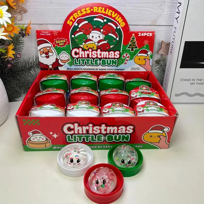 24 Pack Christmas Mystery Dumpling Buns Mini Squishy Toys Stocking Stuffers