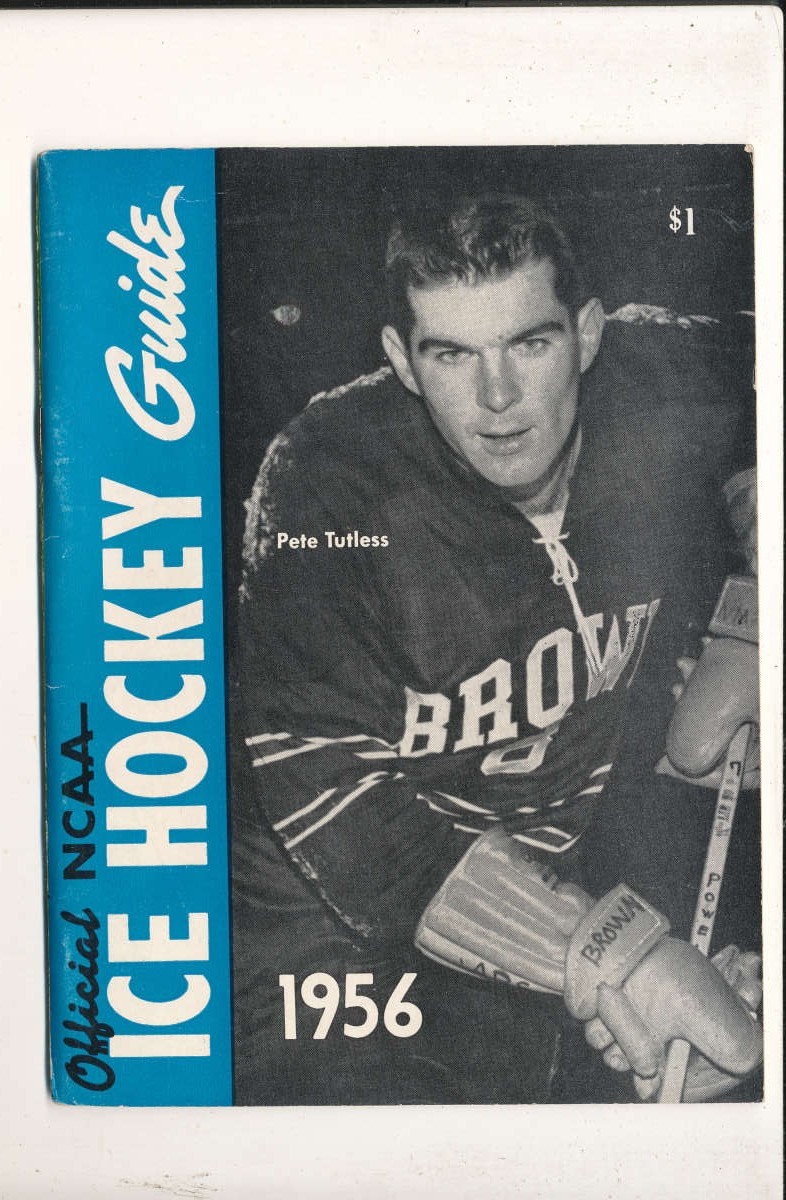 1956 official Collegiate Ice Hockey Guide Pete Tutless Brown h1
