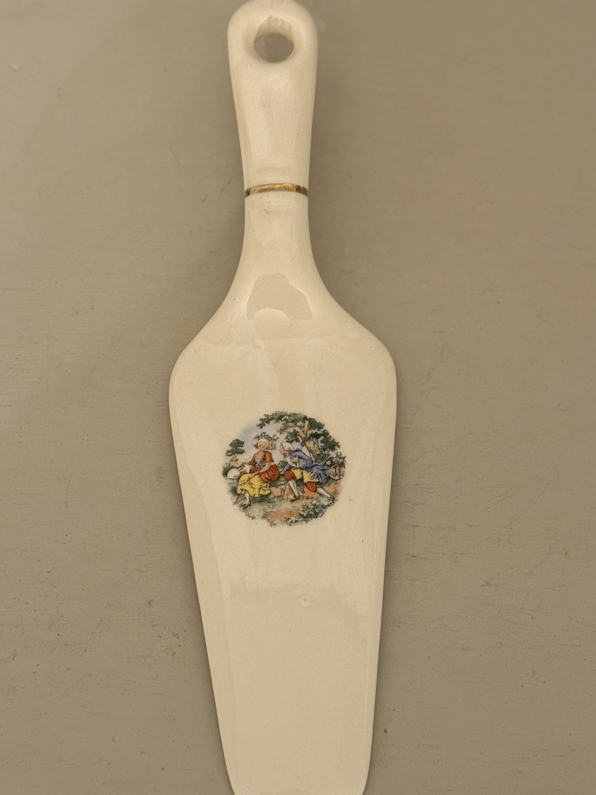 Vintage Harker Pottery Ceramic Pie Cake Server Spatula Courting Couple 22kt