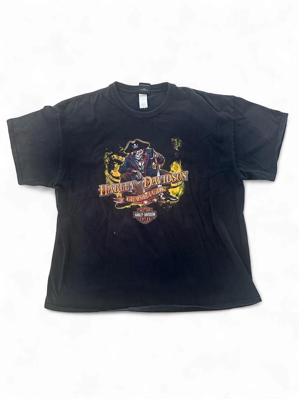 Vintage Harley-Davidson Grand Turk Blackbeard\'s Revenge Black Graphic T-Shirt