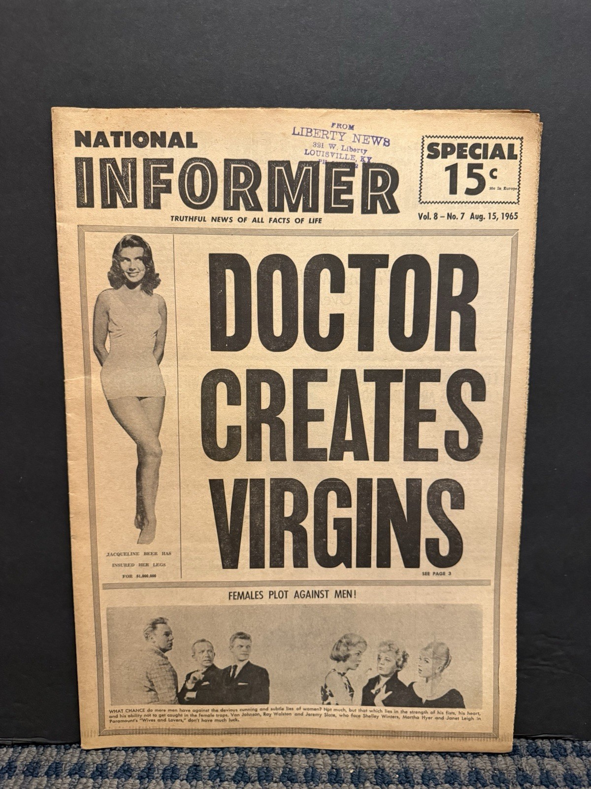 1965 Aug 15 National Informer  Newspaper, Jacqueline Beer, Janet Leigh  (VRN10F)