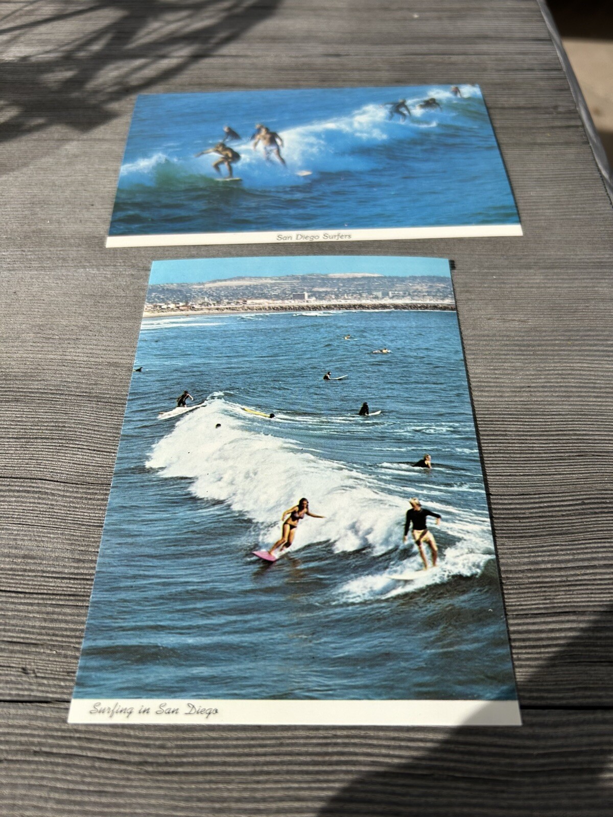 Two Vintage Surfing Postcards