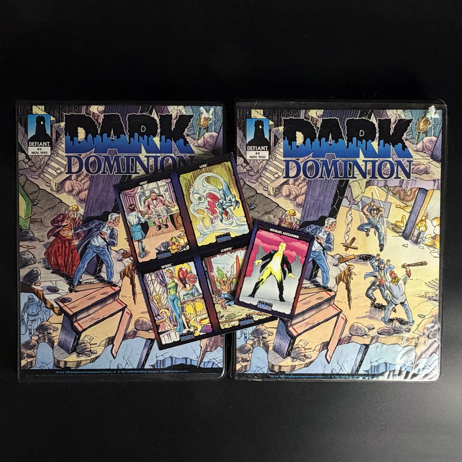1993 DARK DOMINION Full Trading Card Set Binder x2 w/ Chase Cards, Holos & Promo