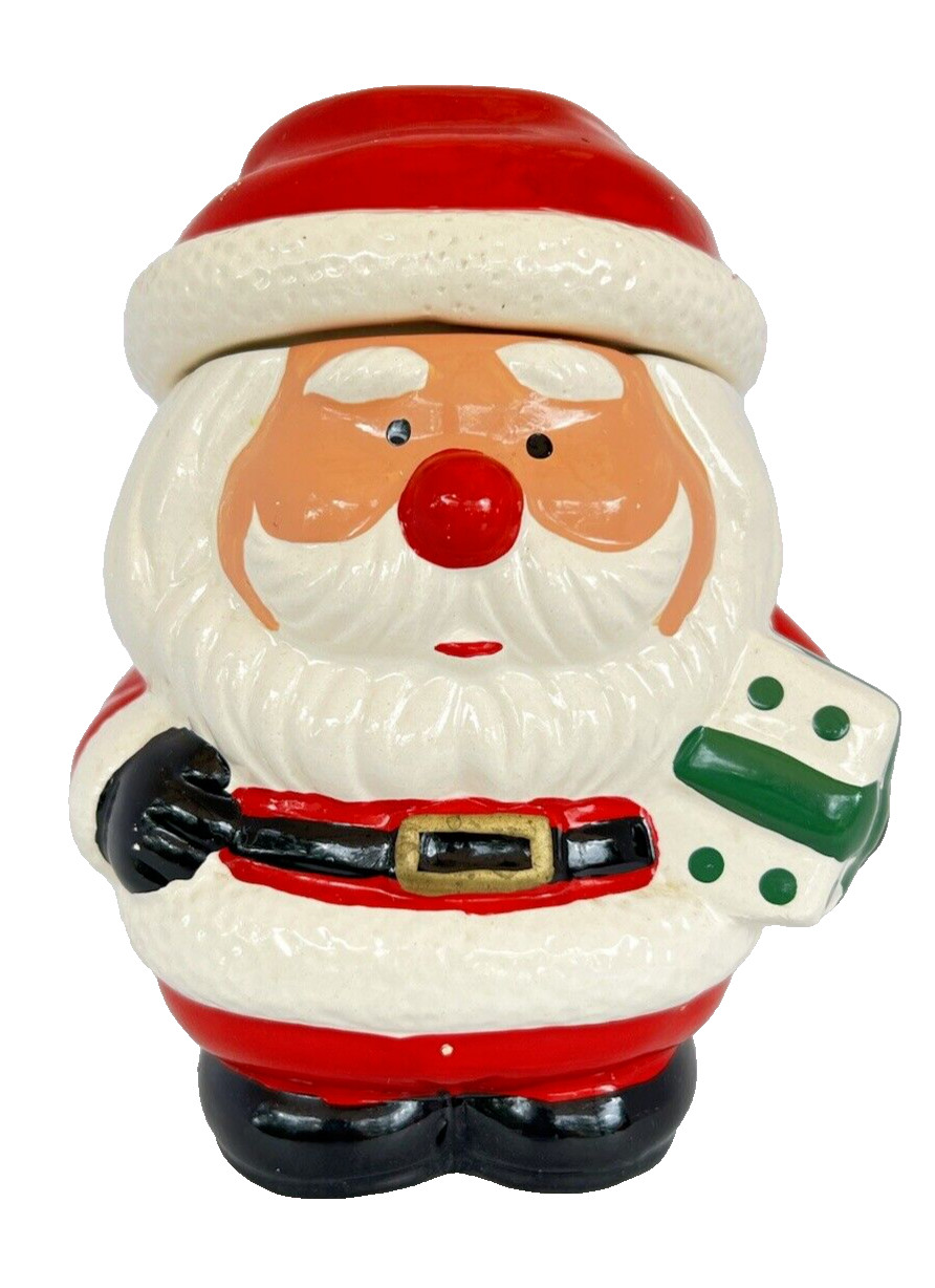Vintage 1995 Loomco Glazed Santa Claus Cookie Jar With Lid-In Original Box