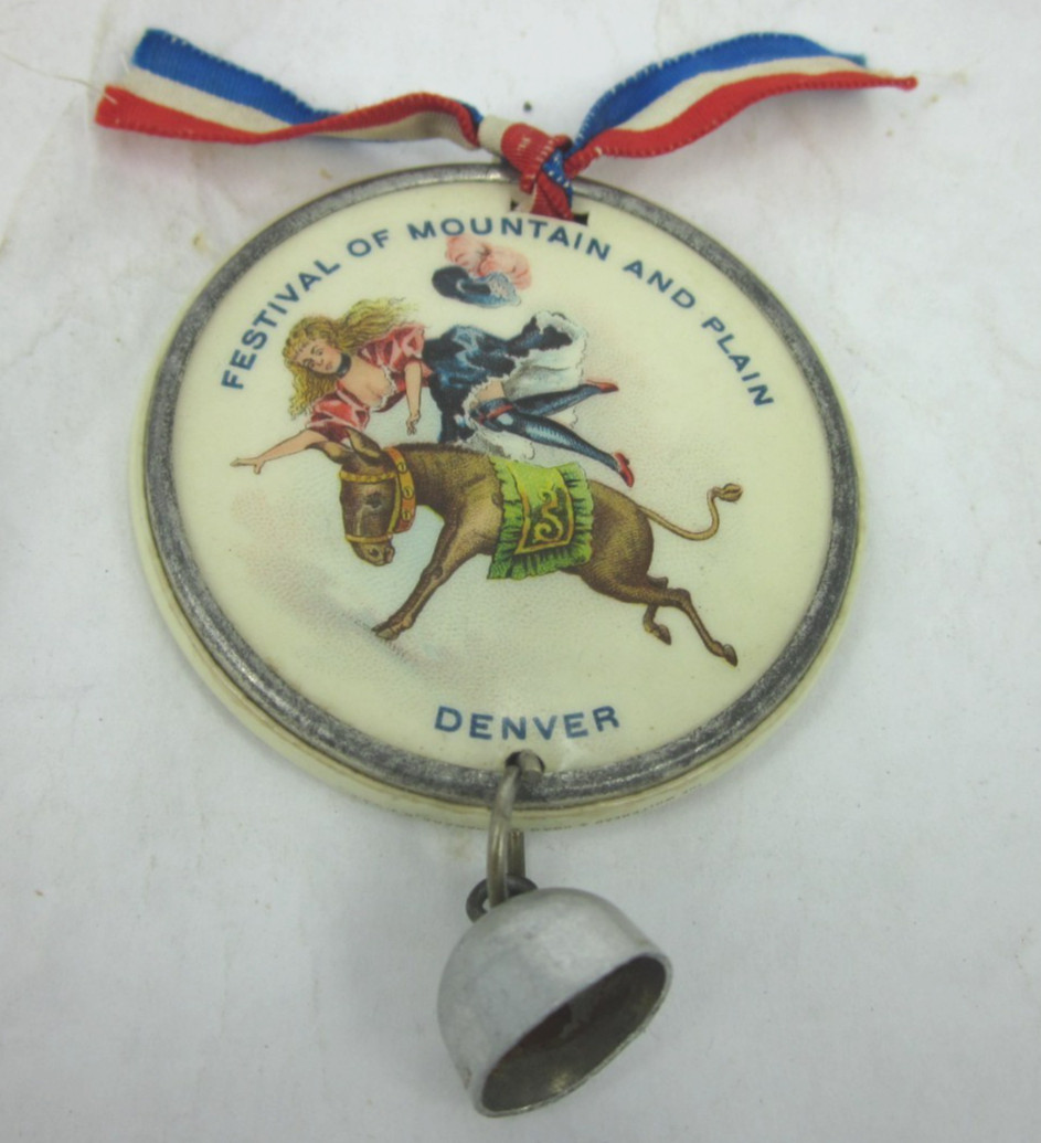 RARE ANTIQUE CELLULOID SOUVENIR DENVER FESTIVAL OF MOUNTAIN AND PLAIN 1895-1902